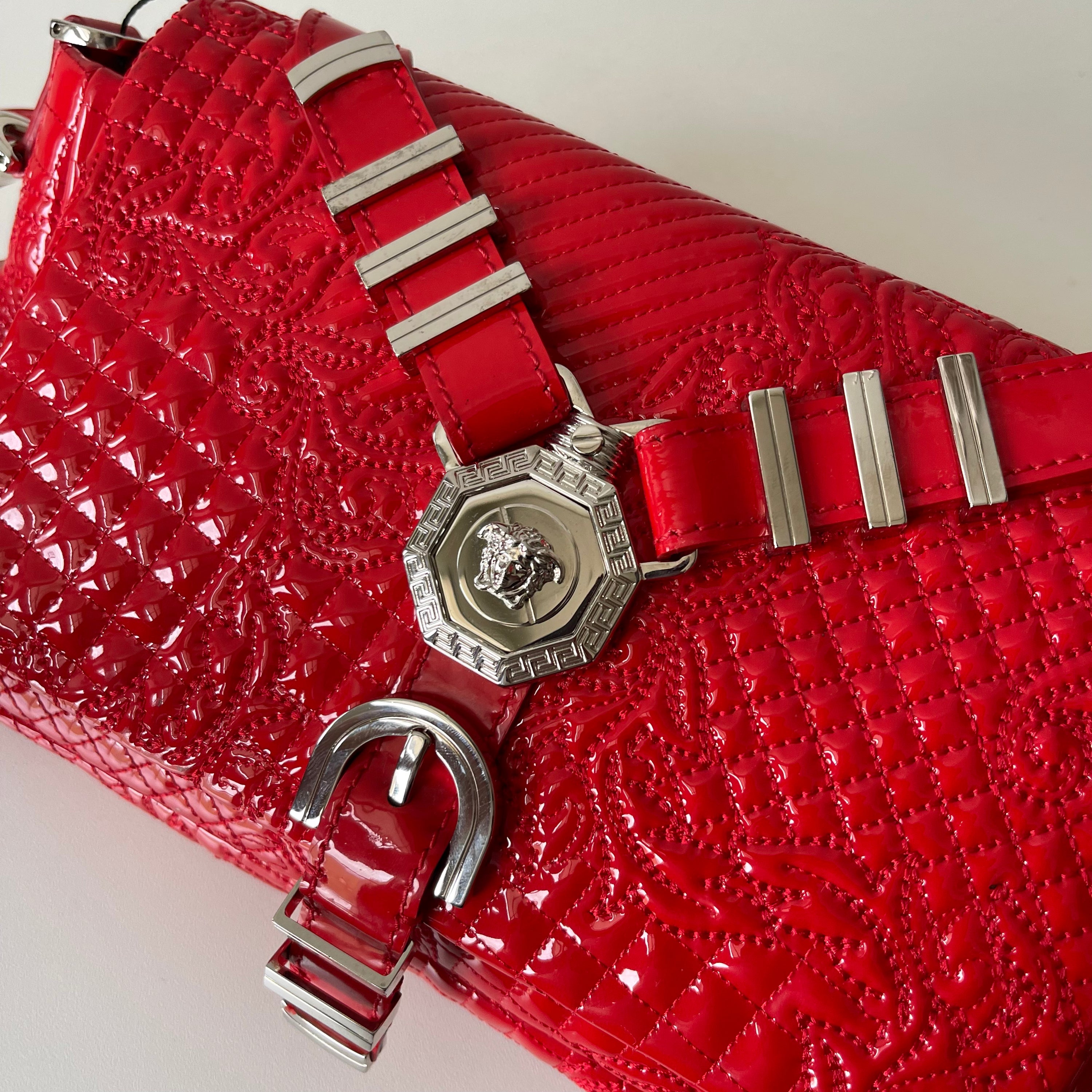 Versace Harness Red Patent Leather Bag