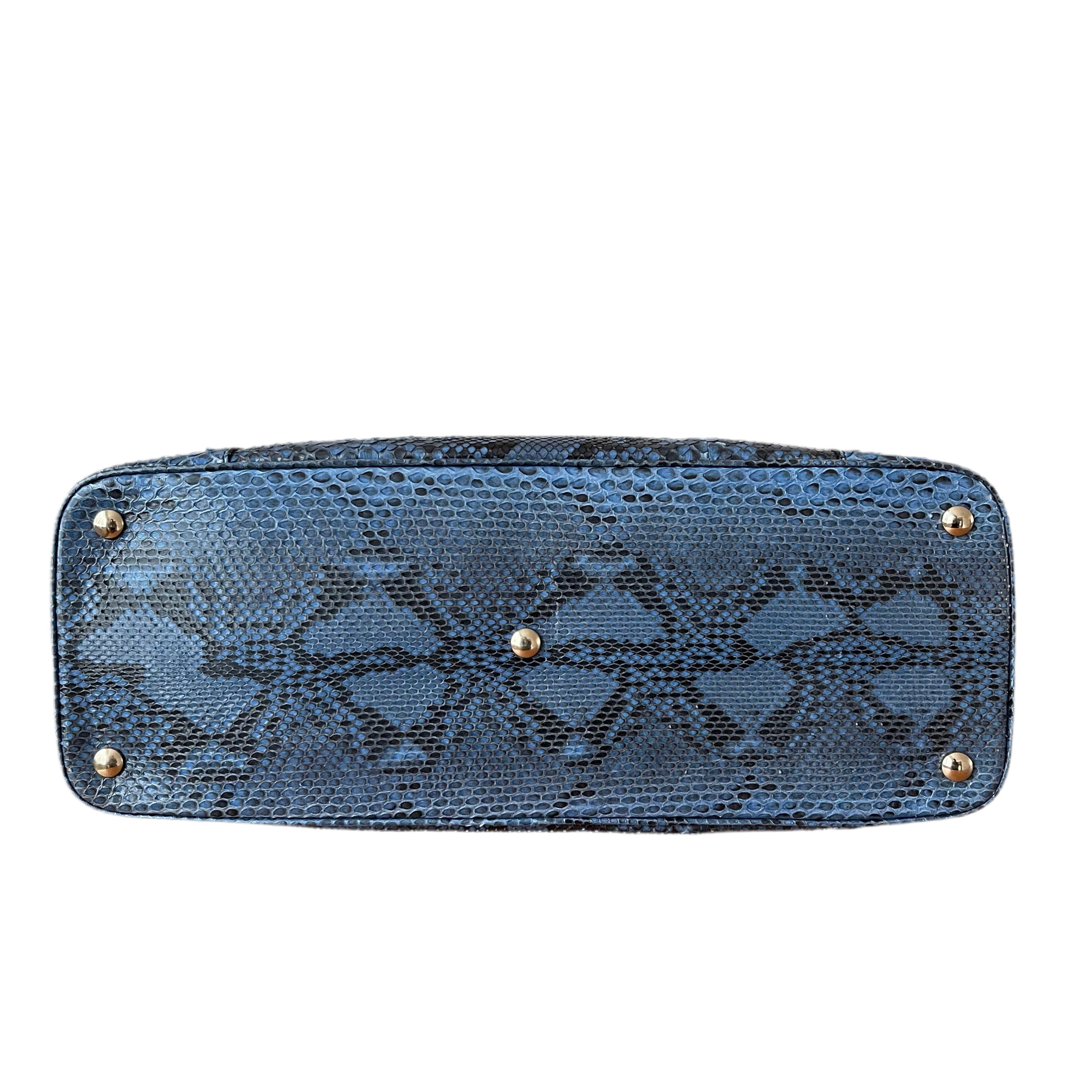 Versace Blue Python Athena Vanitas Bag