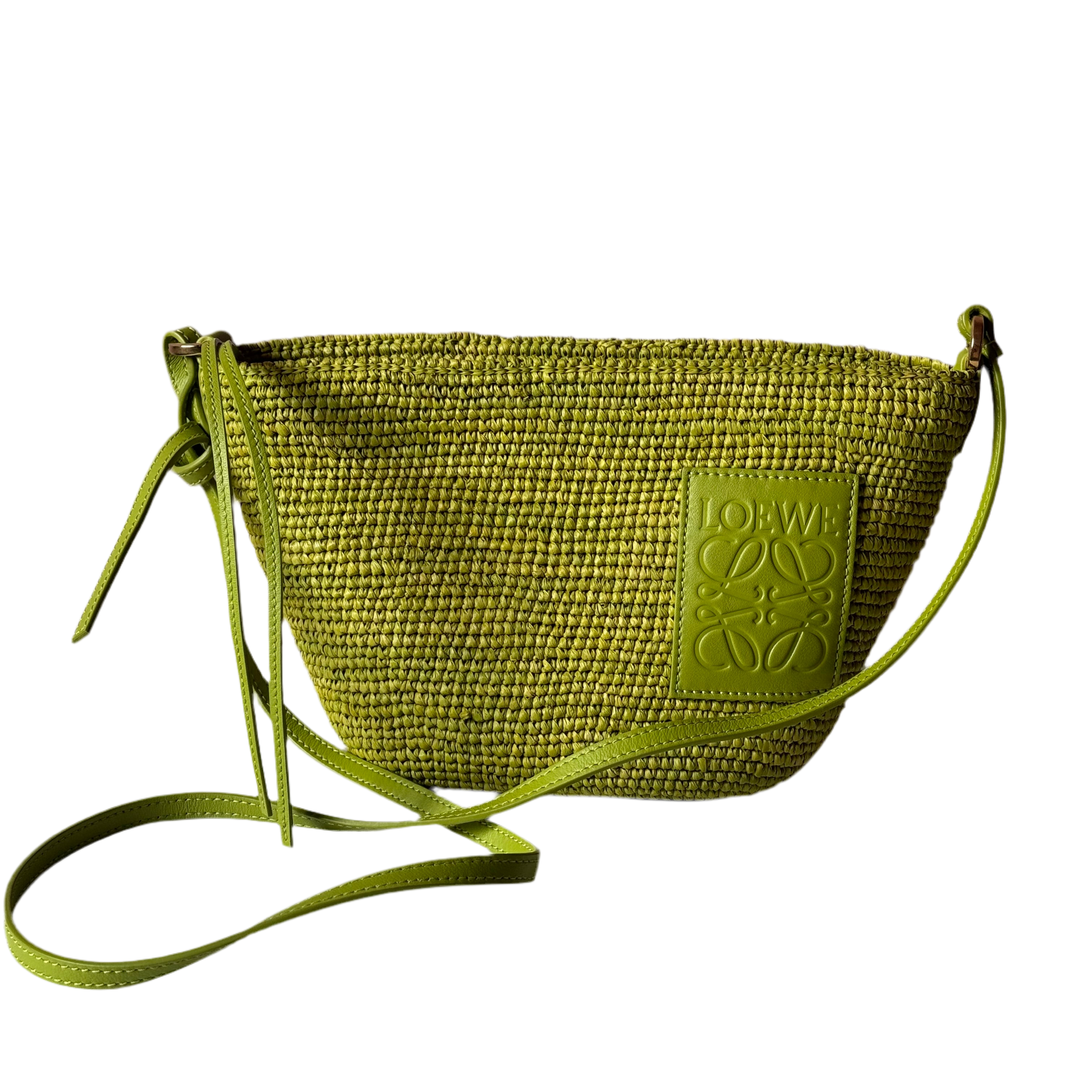 Loewe Green Rafia Bucket