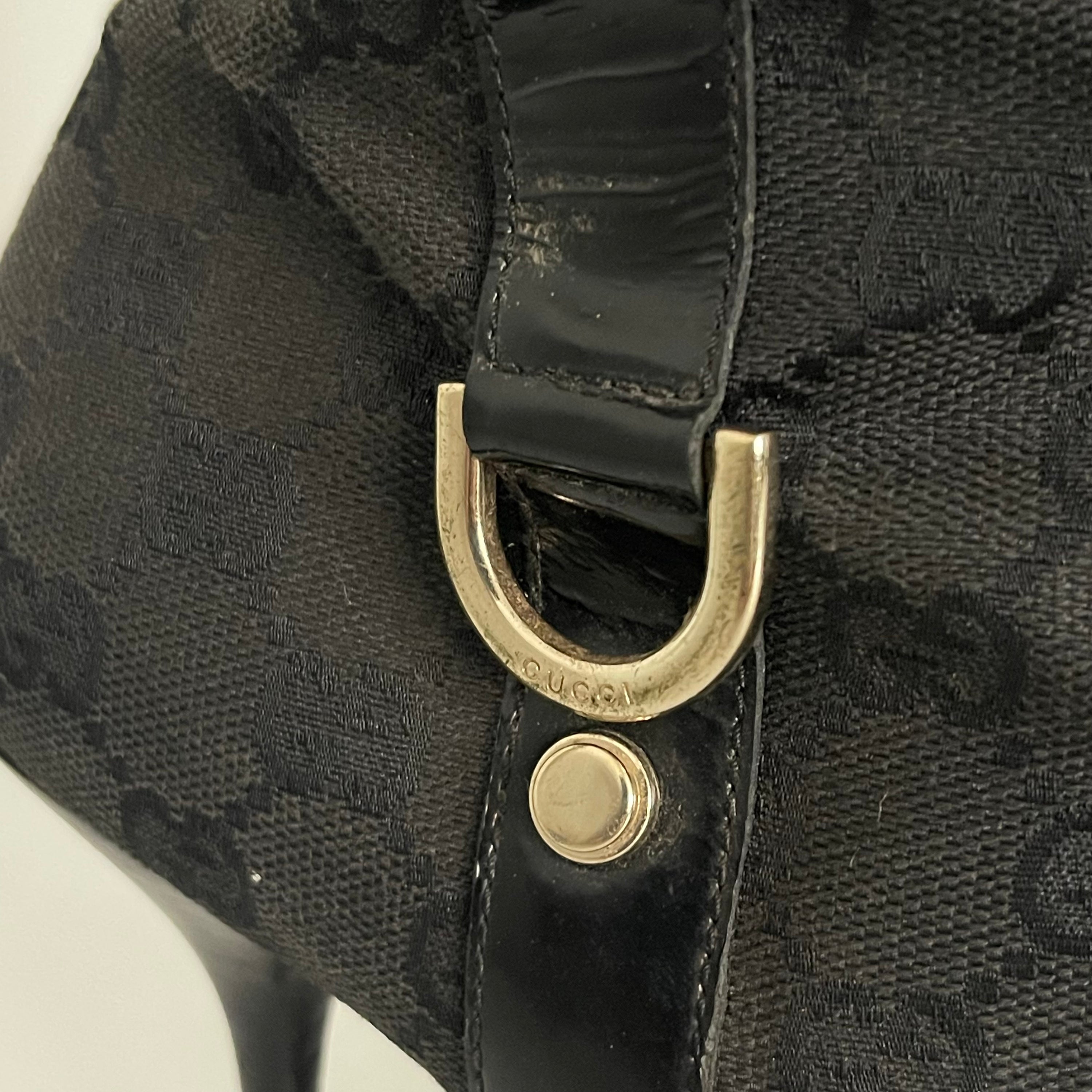 Gucci Black Canvas Monogram Boots