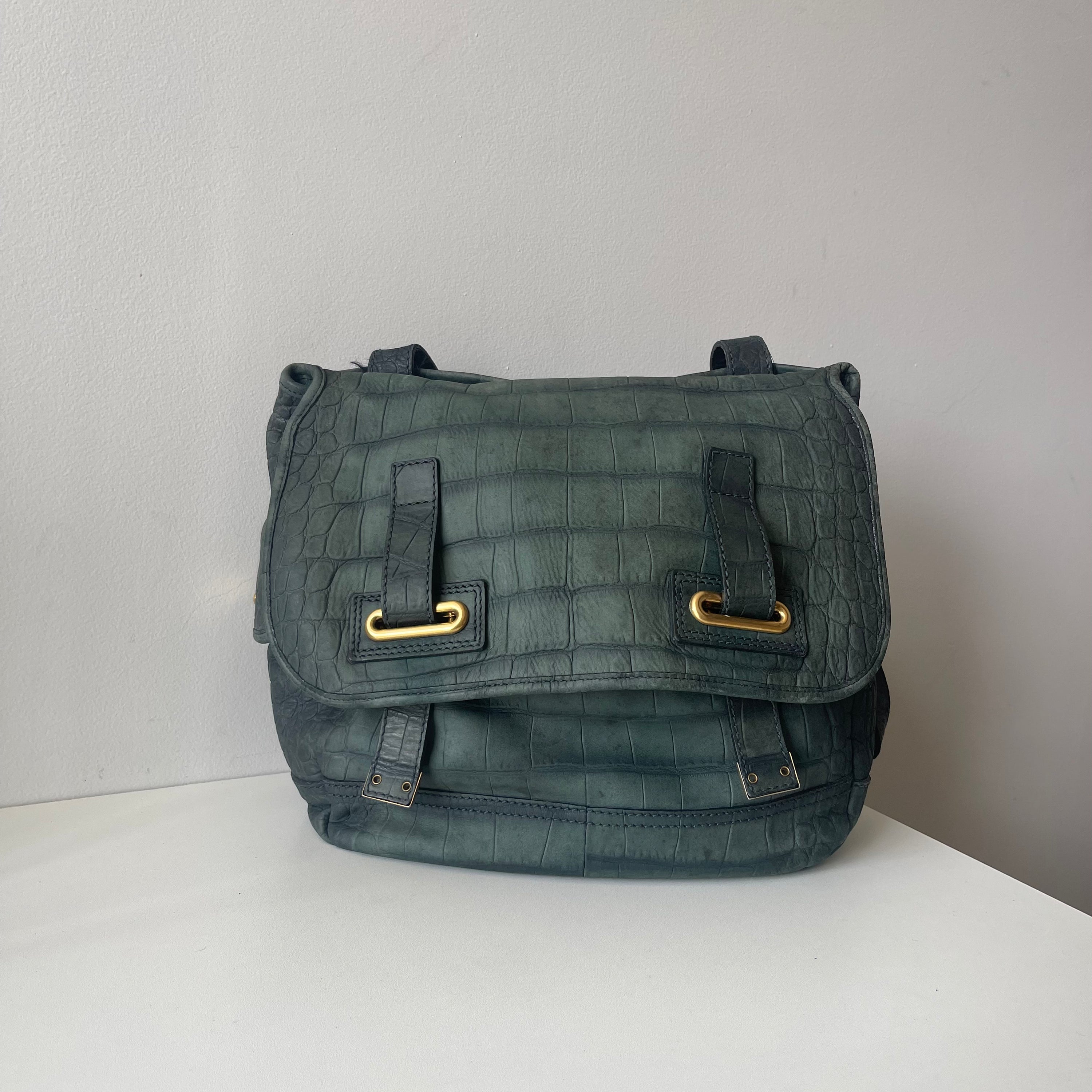 Yves Saint Laurent Green Croco Bag