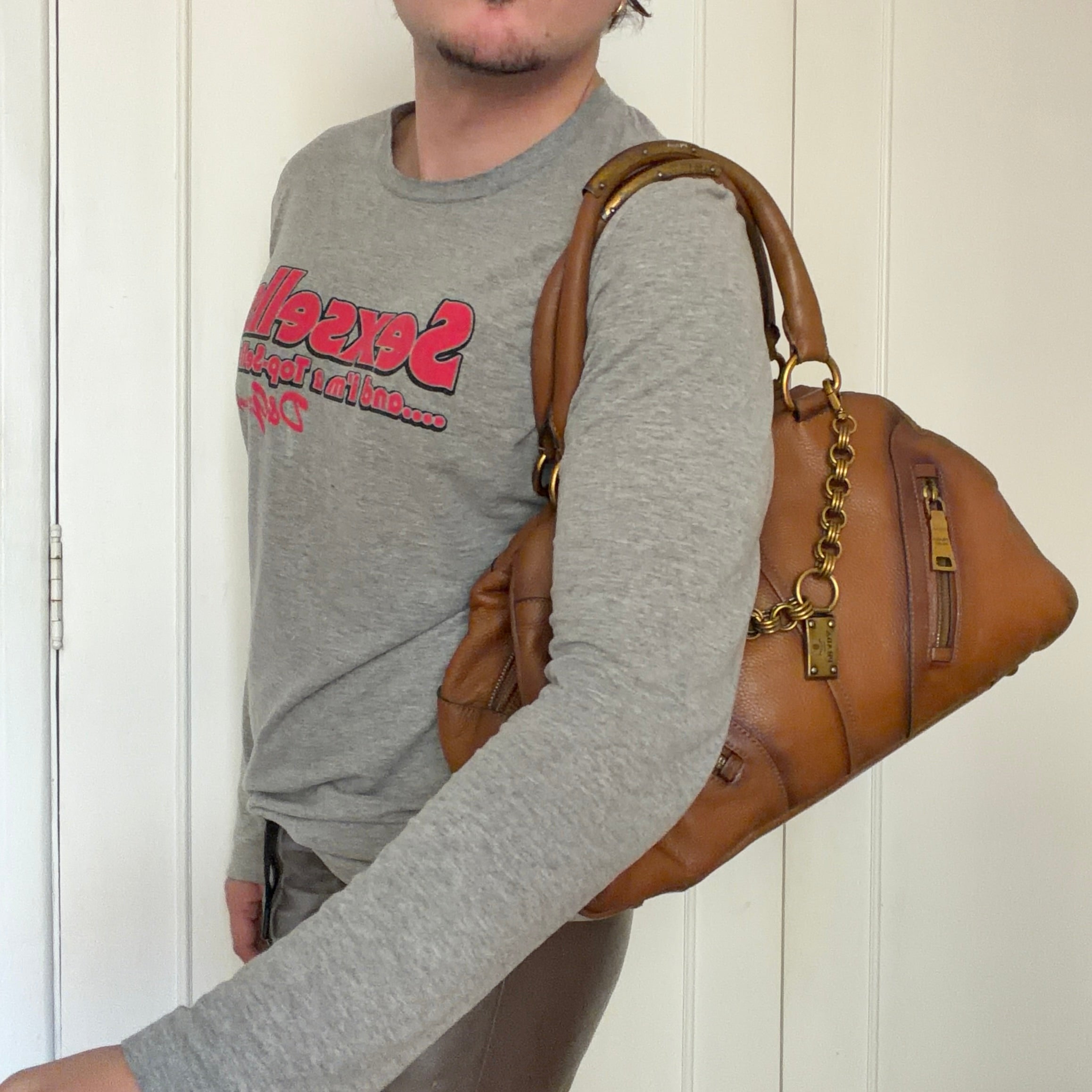 Prada Boston Chain Vitello Leather Bag