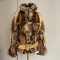 Dolce & Gabbana FW 2001 fur and shearling jacket with multiple leather belts