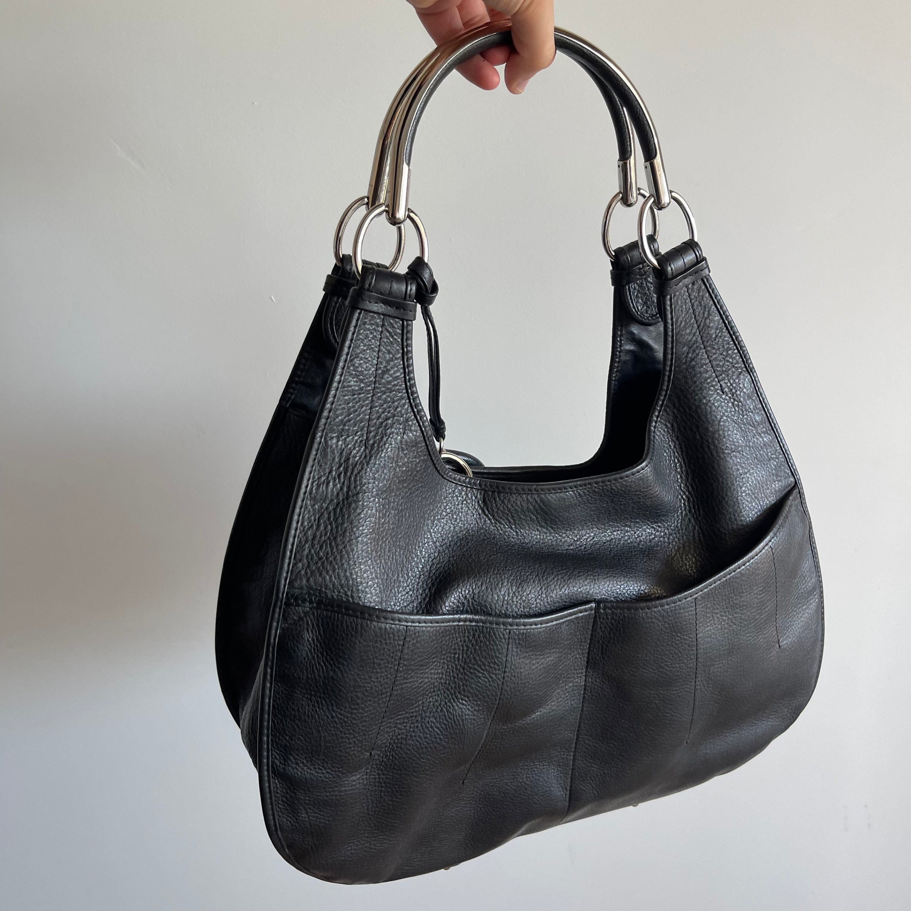 Christian Dior D Leather Shoulder Bag