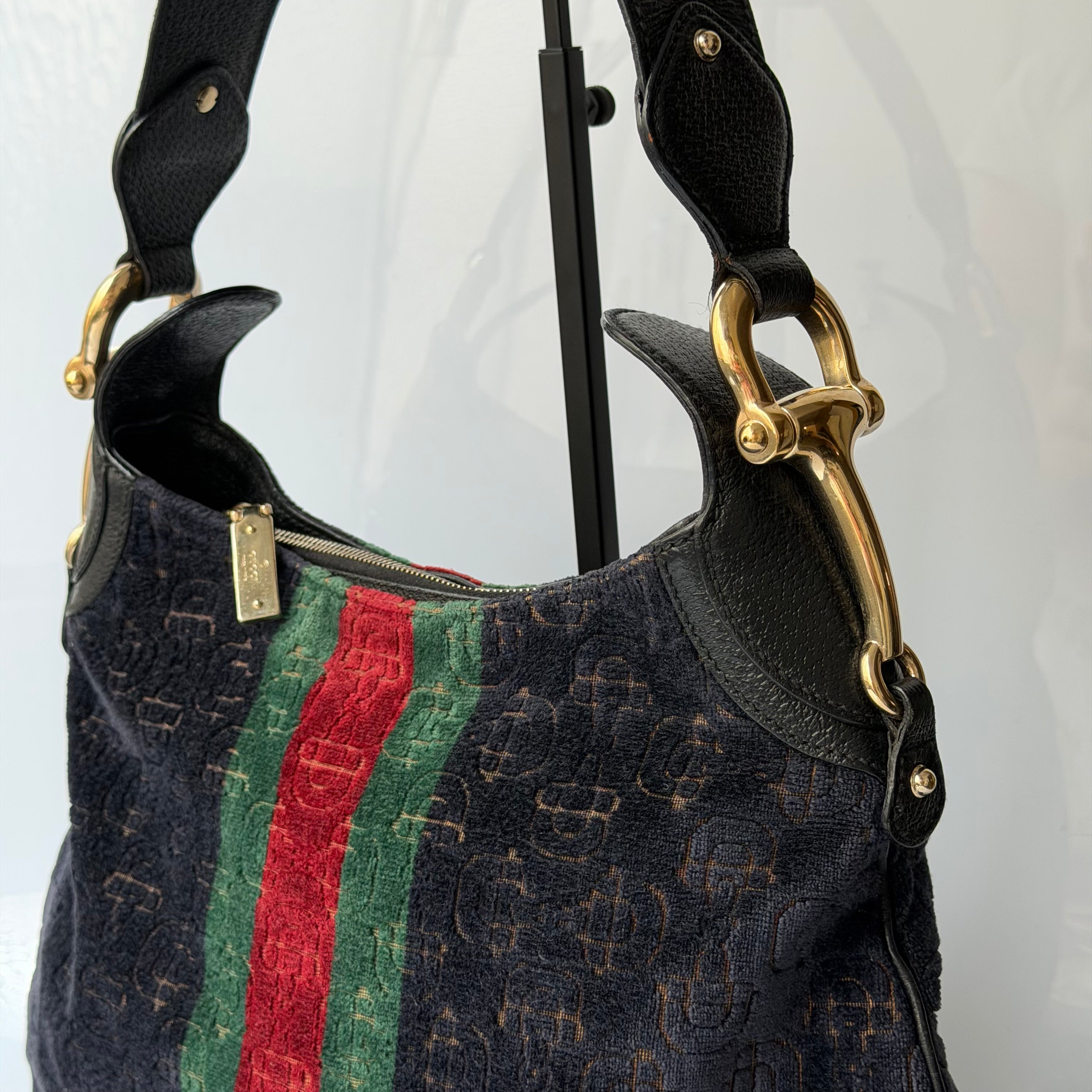 Gucci Heritage Horsebit Velvet Hobo Bag