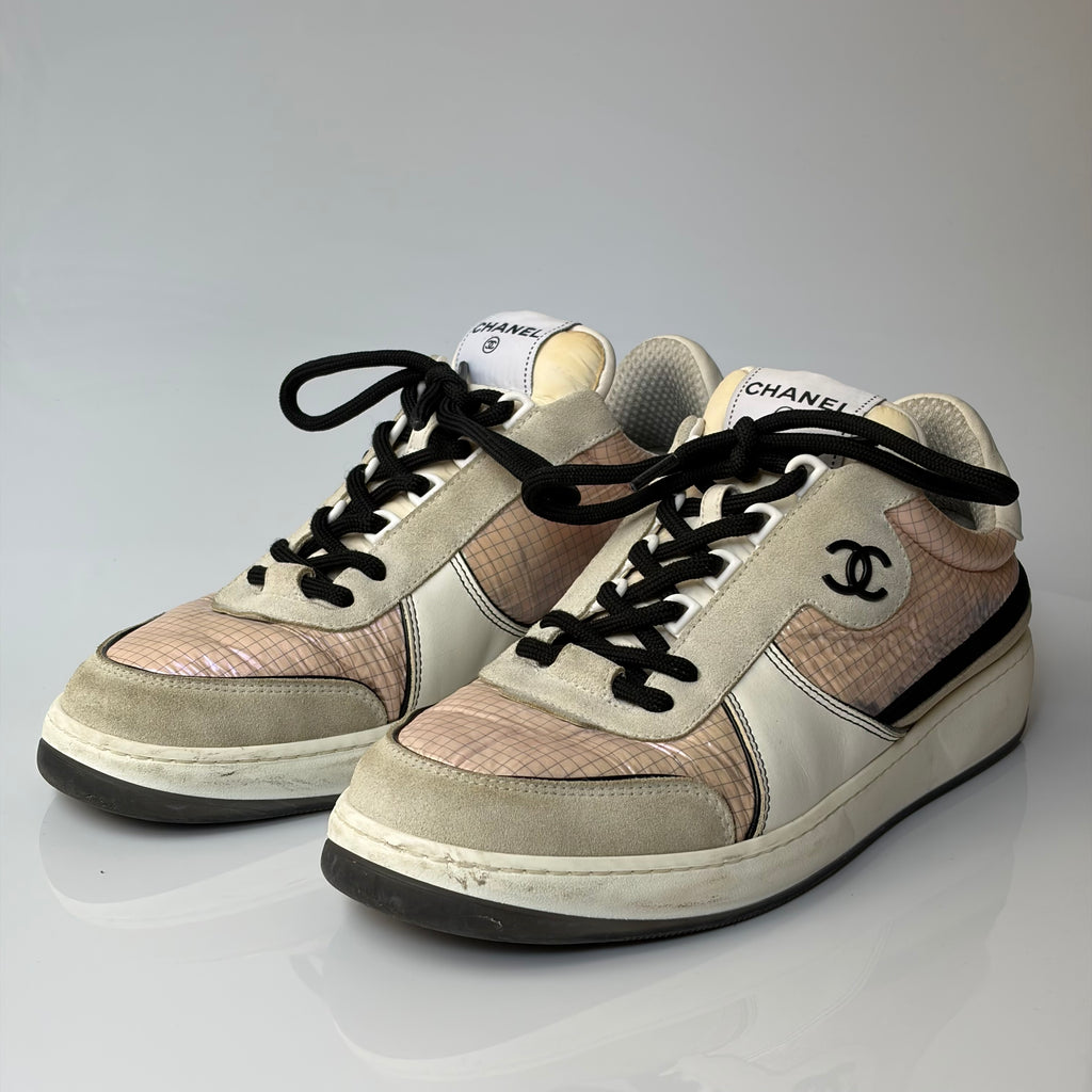 Chanel Pink Grid Sneakers