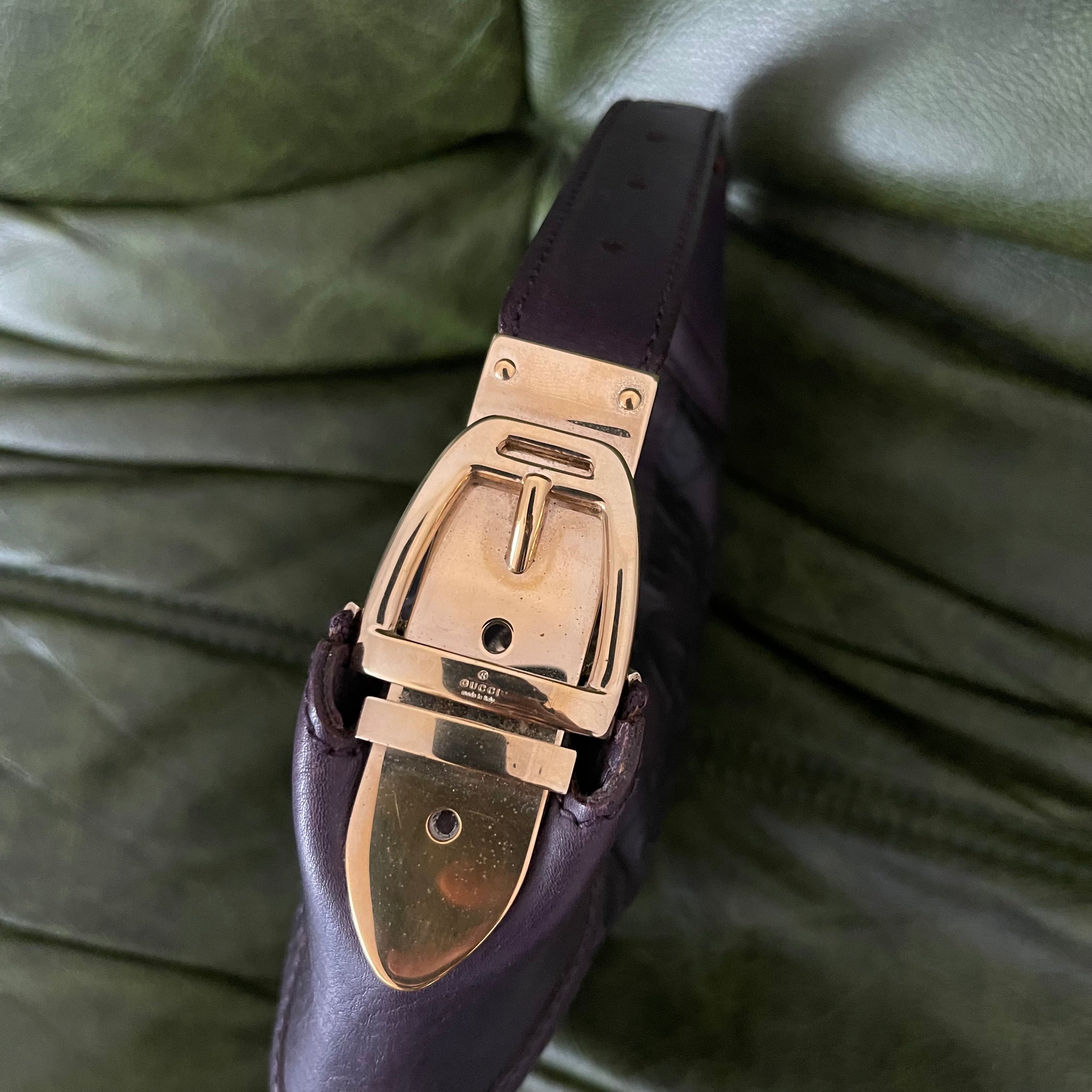 Gucci Horsebit Mini Glam Hobo Purple Leather Bag