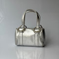 Gianni Versace Silver Leather Mini Barrel Bag