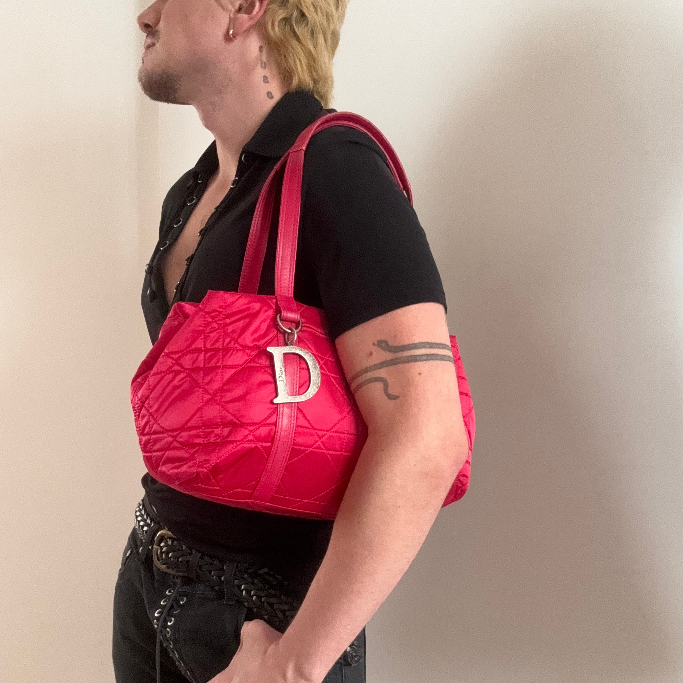 Christian Dior Polochon Cannage Nylon Pink