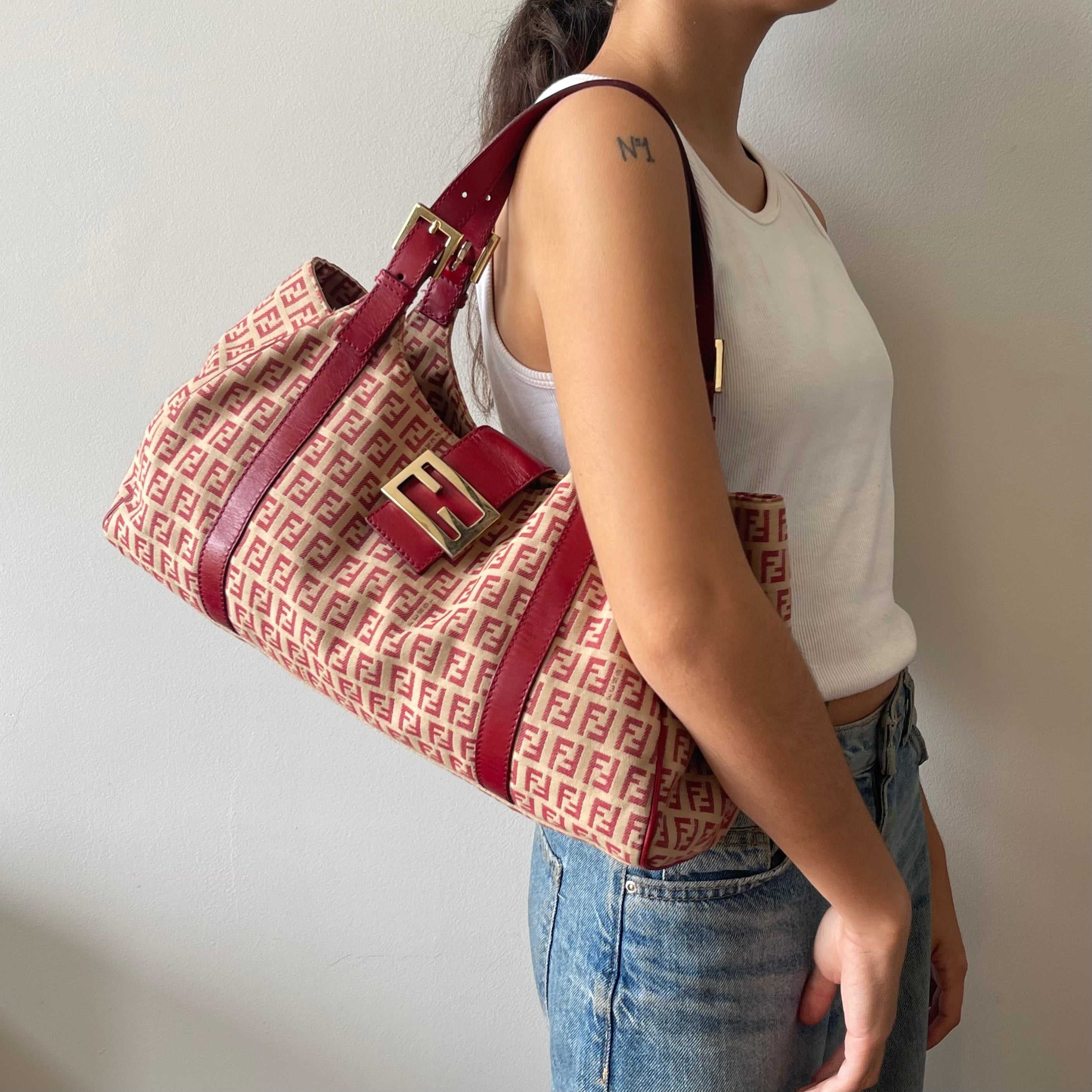 Fendi Red Monogram Shoulder Bag