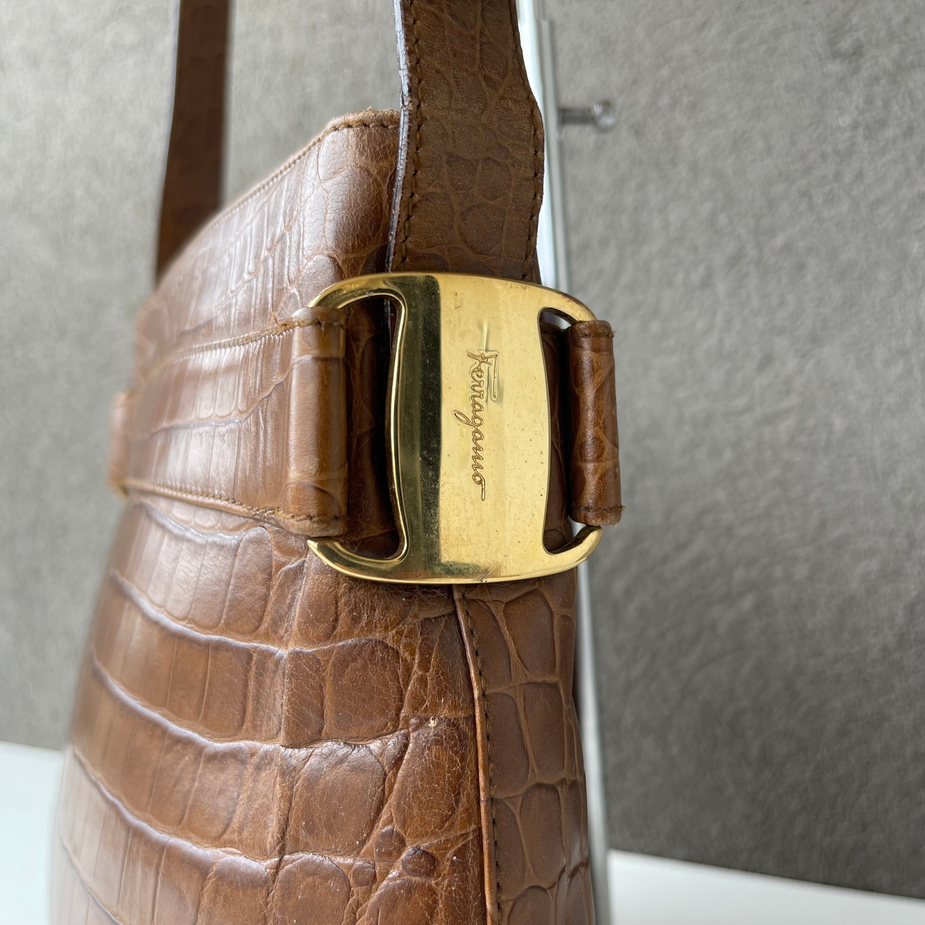 Salvatore Ferragamo Croco Shoulder Bag