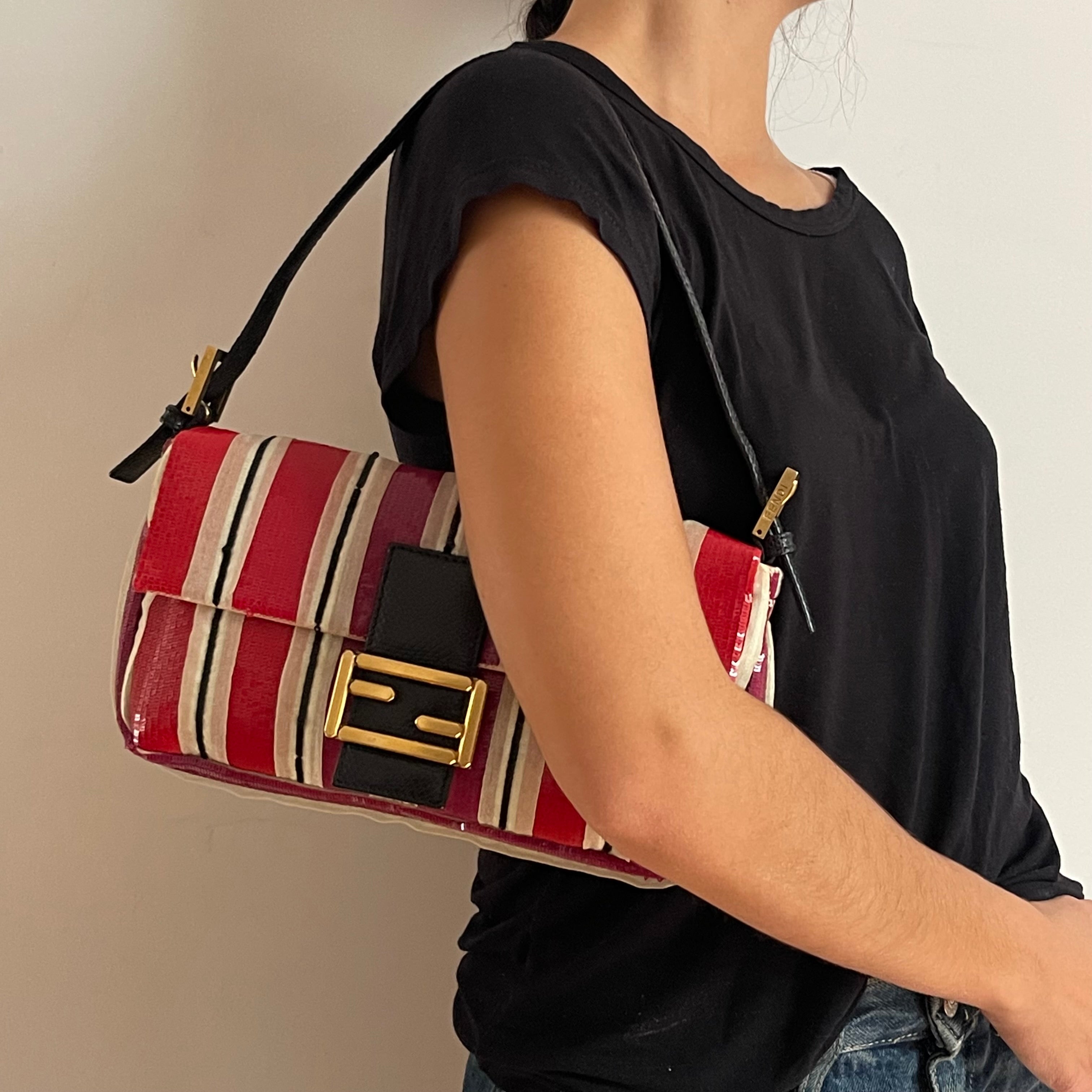 Fendi Sequined Stripes Baguette Bag
