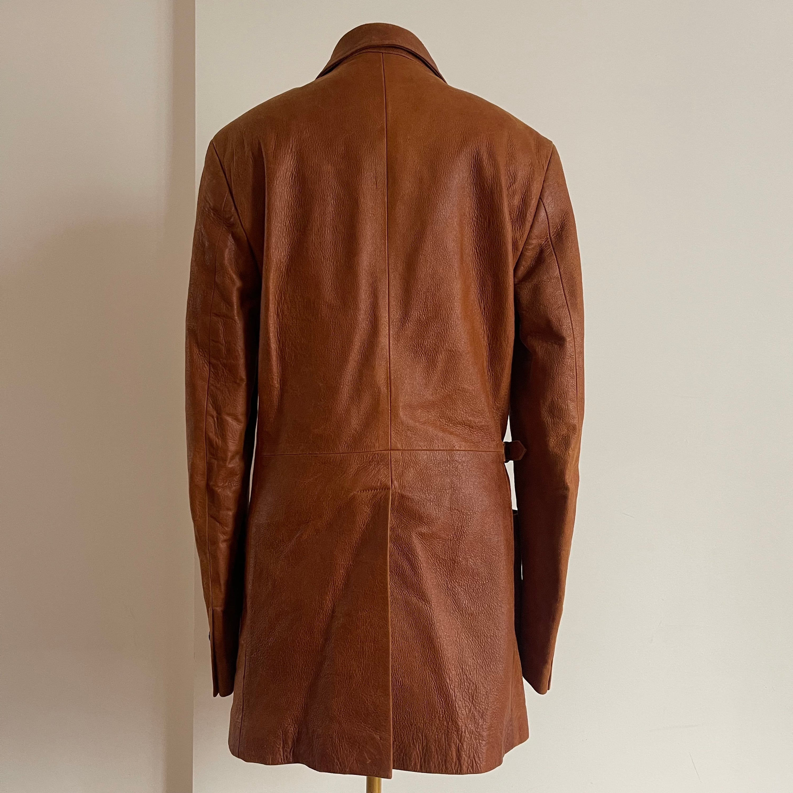 Dolce & Gabbana Double Breasted Calf Leather Coat