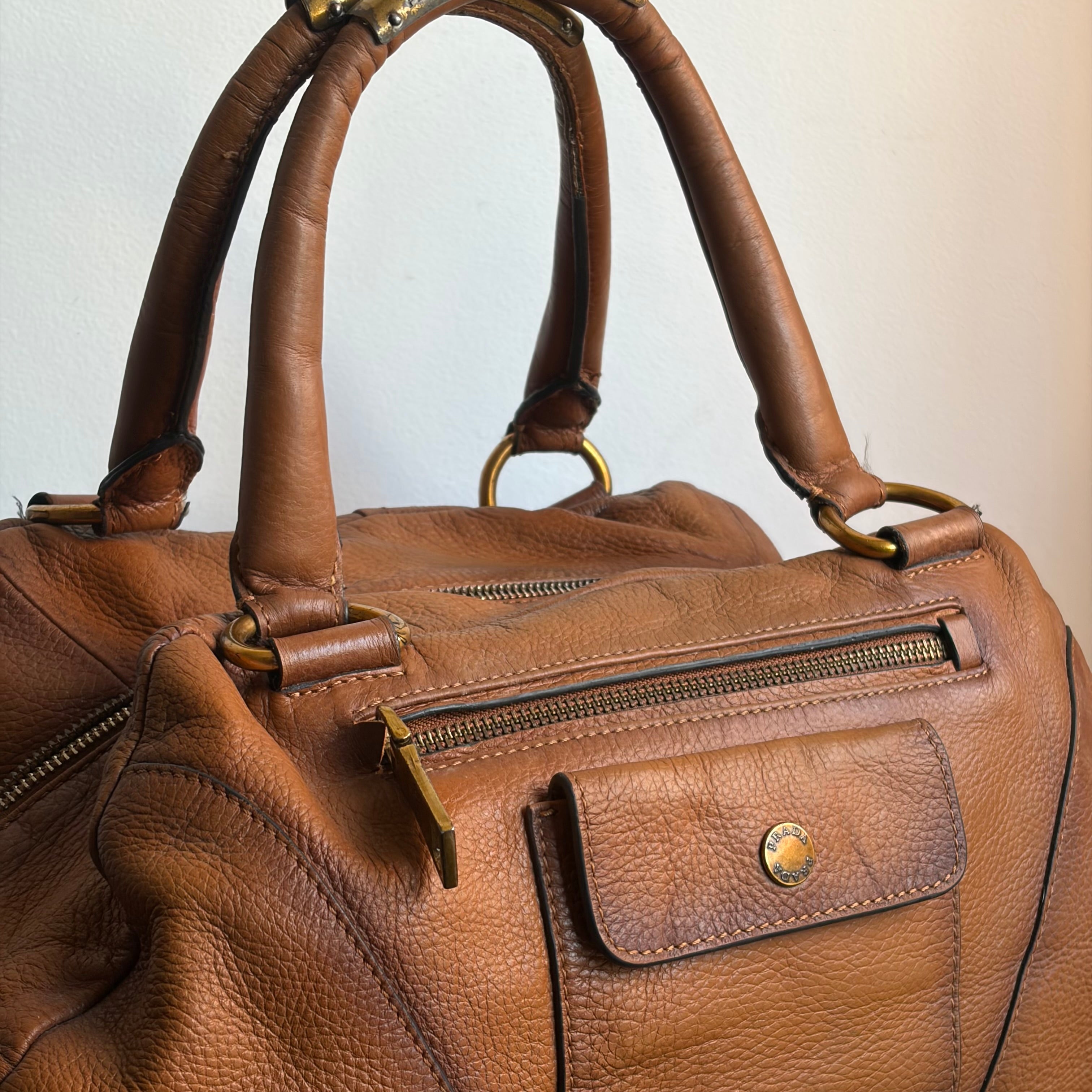 Prada Boston Chain Vitello Leather Bag