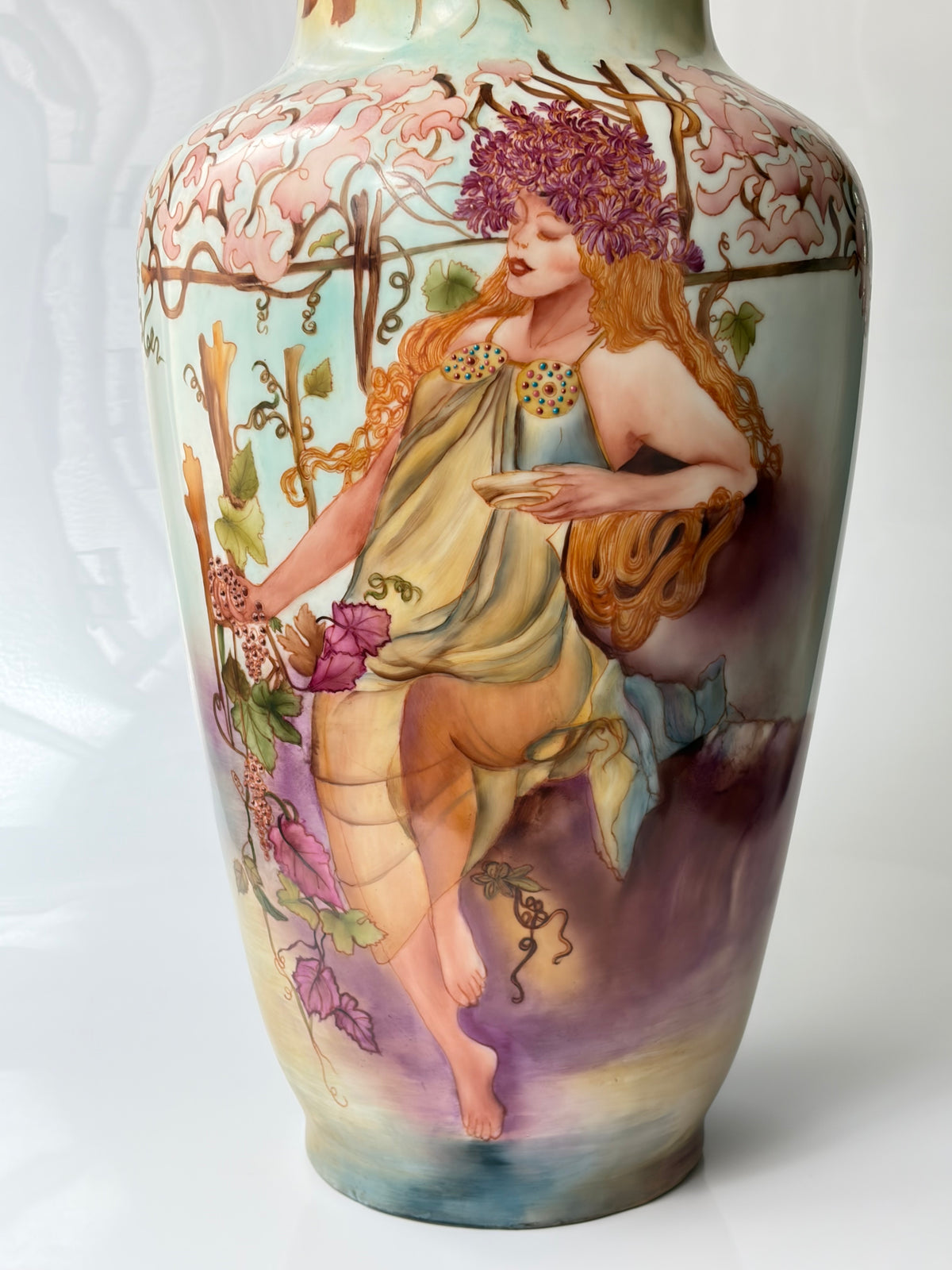 “Autumn & Summer” by Alphonse Mucha, Porcelain Vase