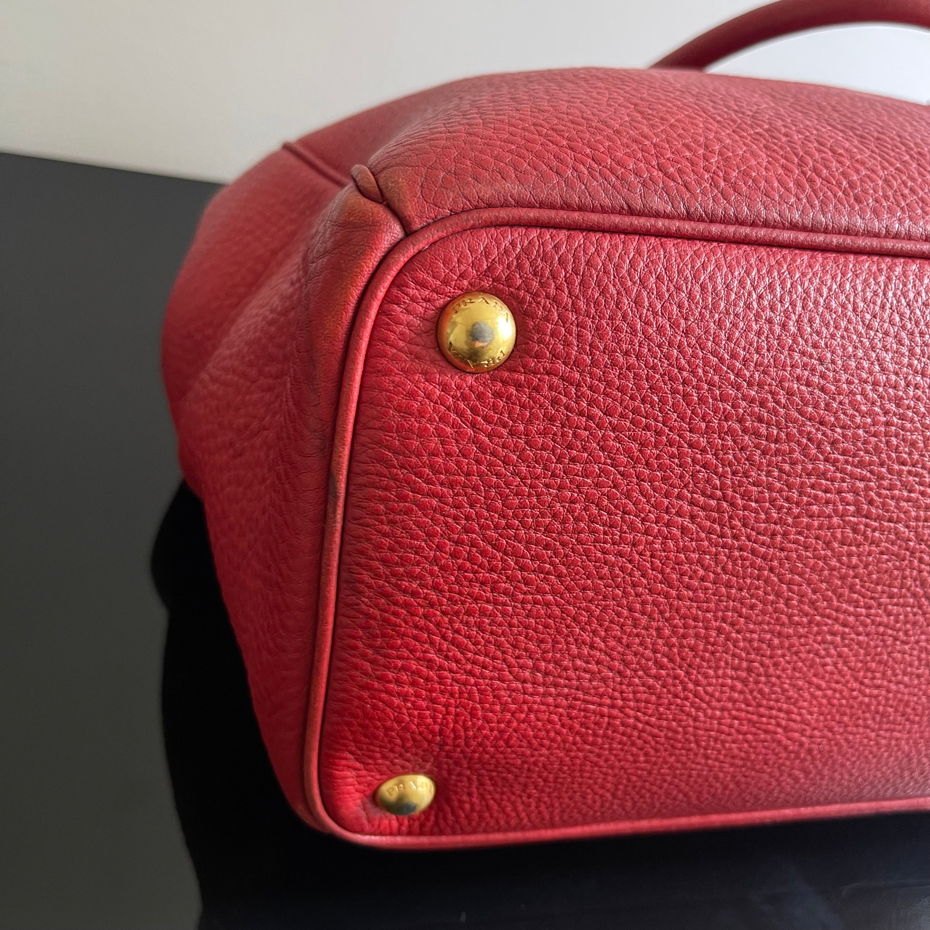 Prada Red Leather Tote Bag