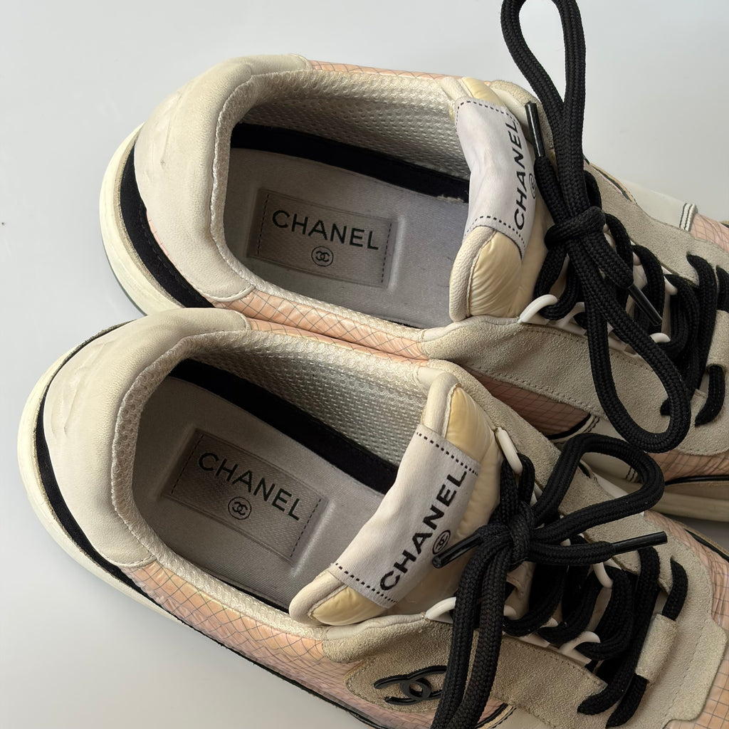 Chanel Pink Grid Sneakers