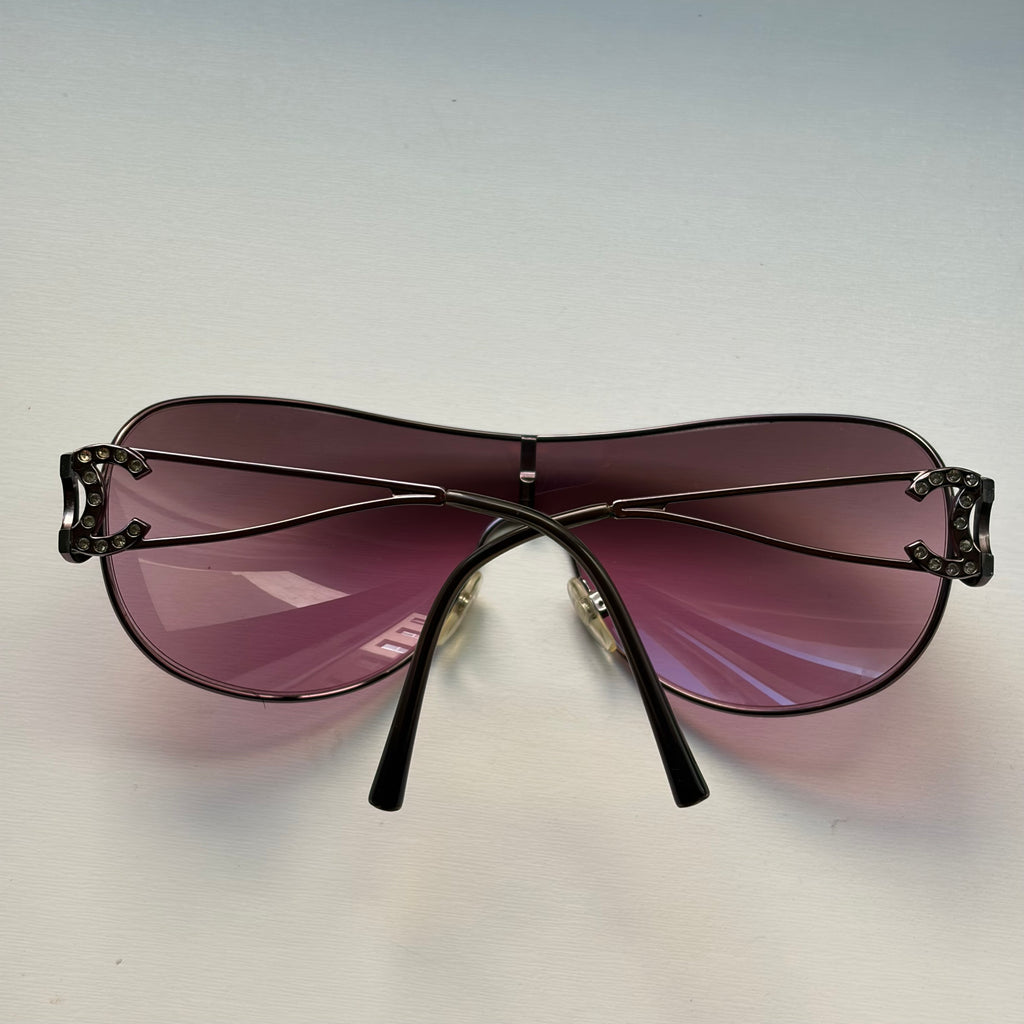 Chanel 2000s Pink Crystal Sunglasses