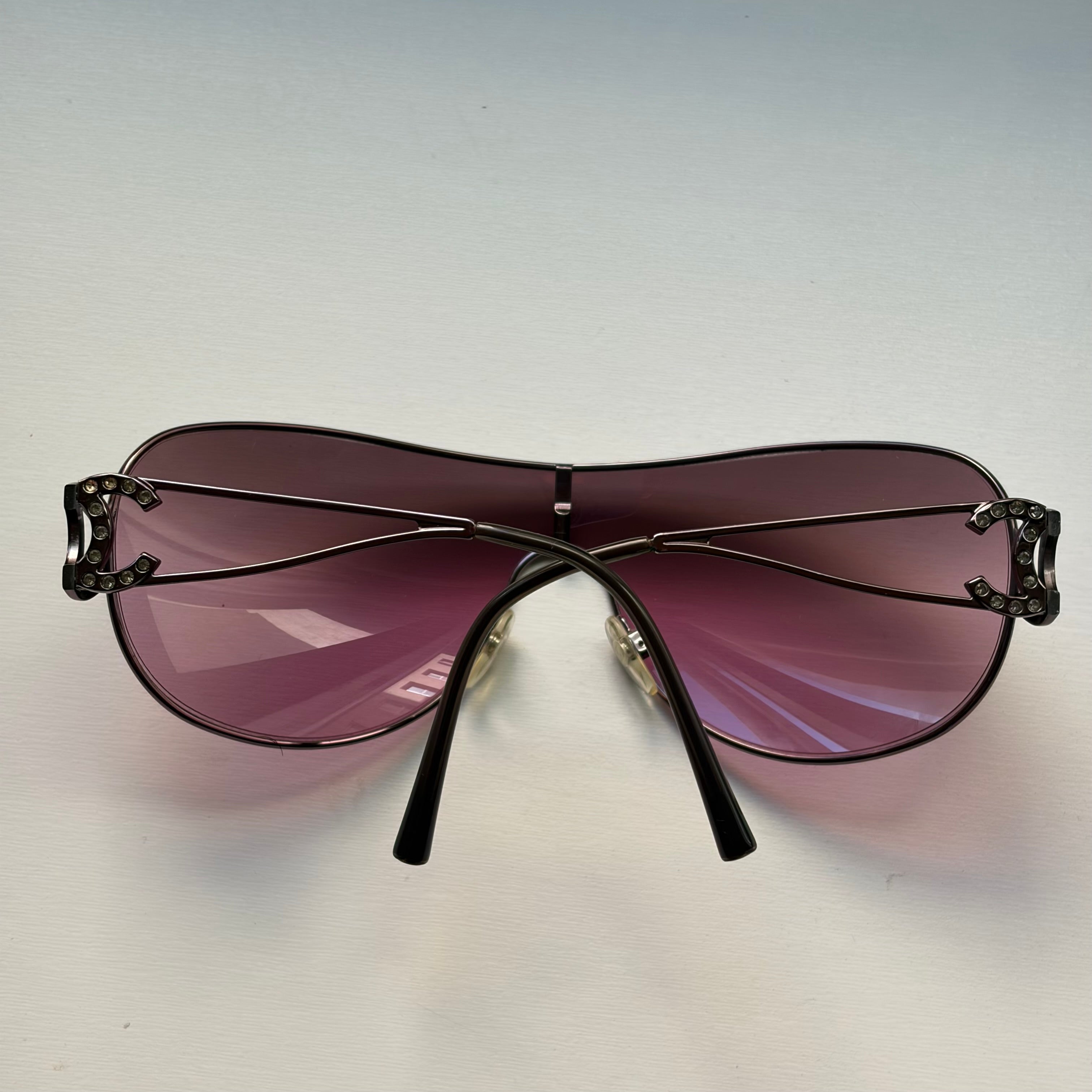 Chanel 2000s Pink Crystal Sunglasses