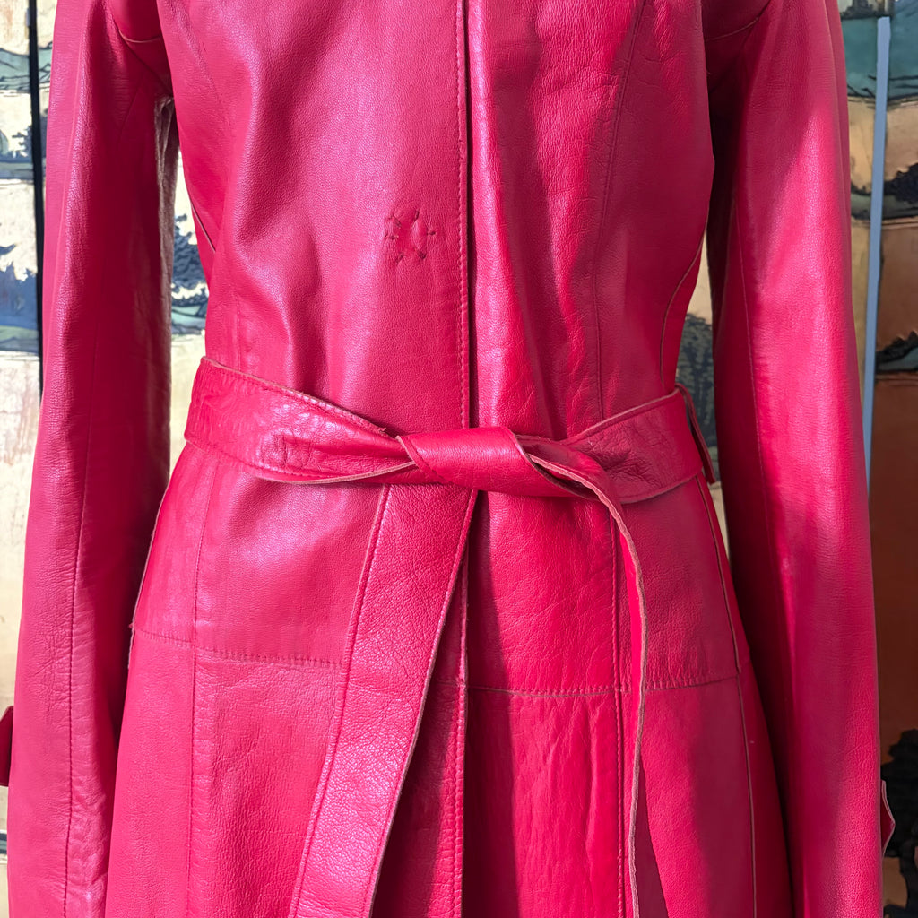 Dolce & Gabbana Red Leather Trench Coat
