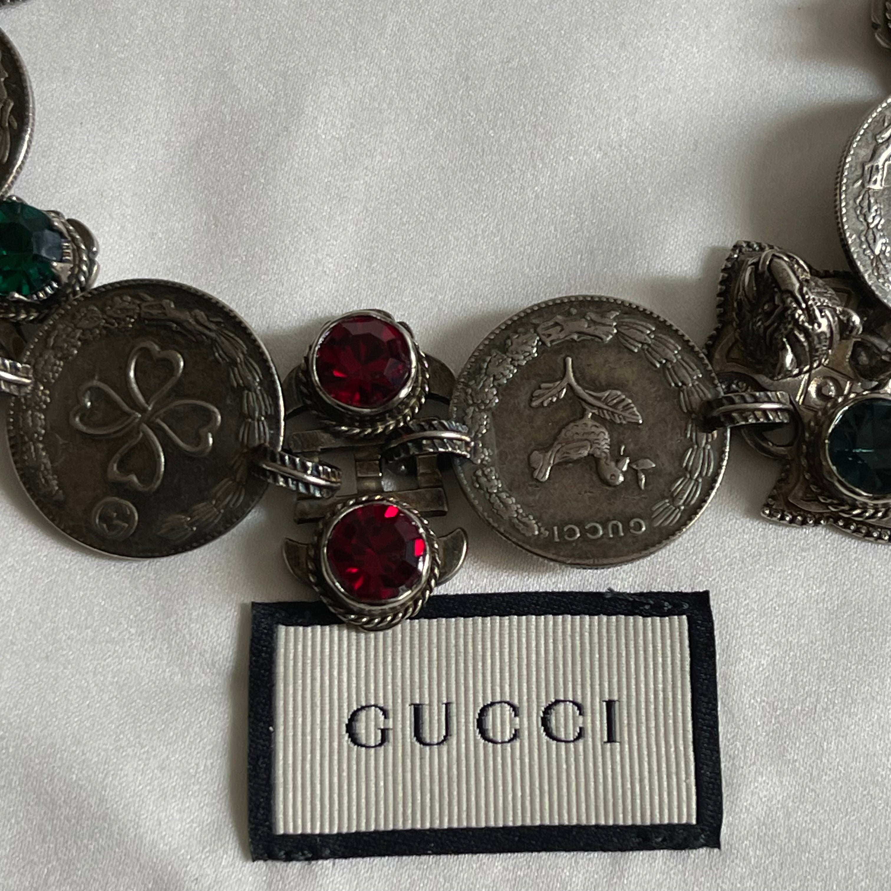 Gucci Crystal & Coin Statement Necklace