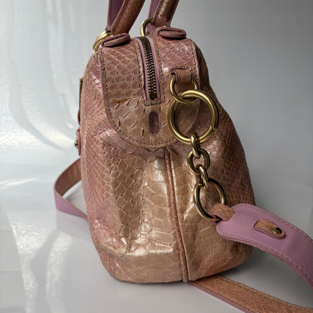 Versace Pink Python Tote Bag