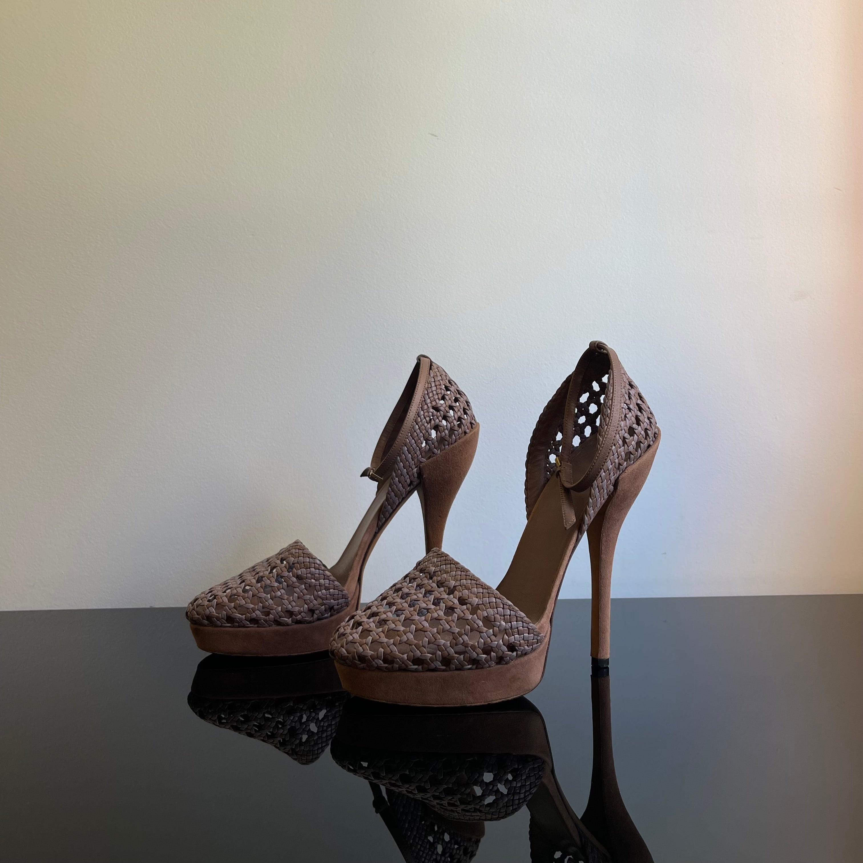 Gucci Suede Braided Accents D'Orsay Pumps