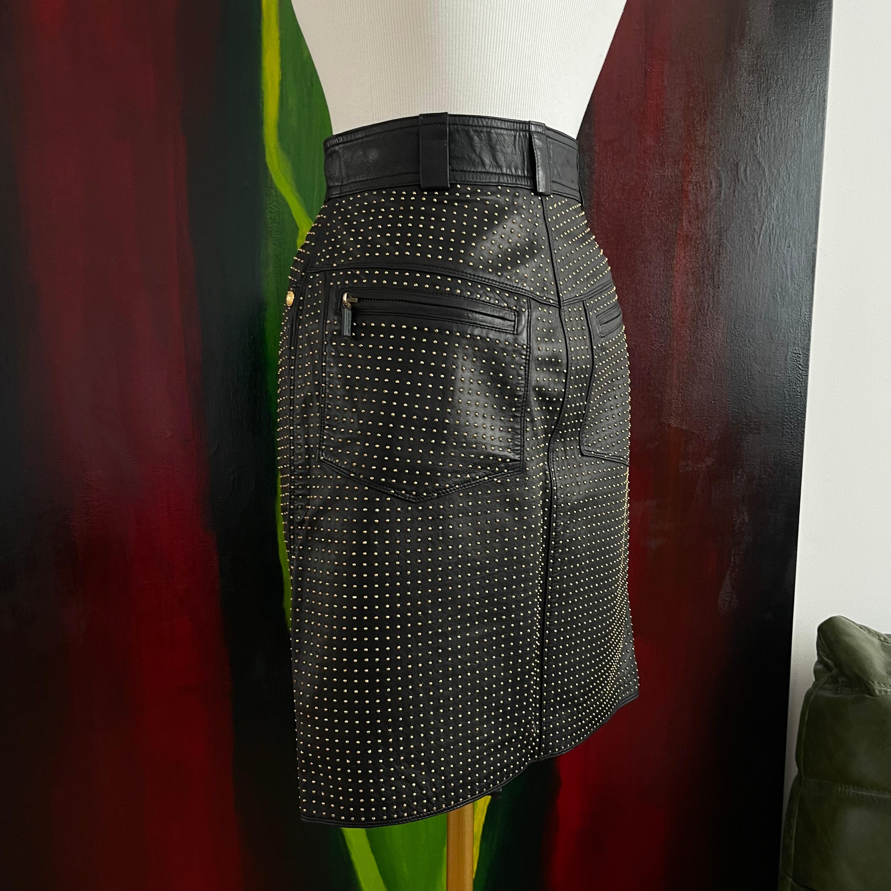Gianni Versace 90s Studded Leather Skirt