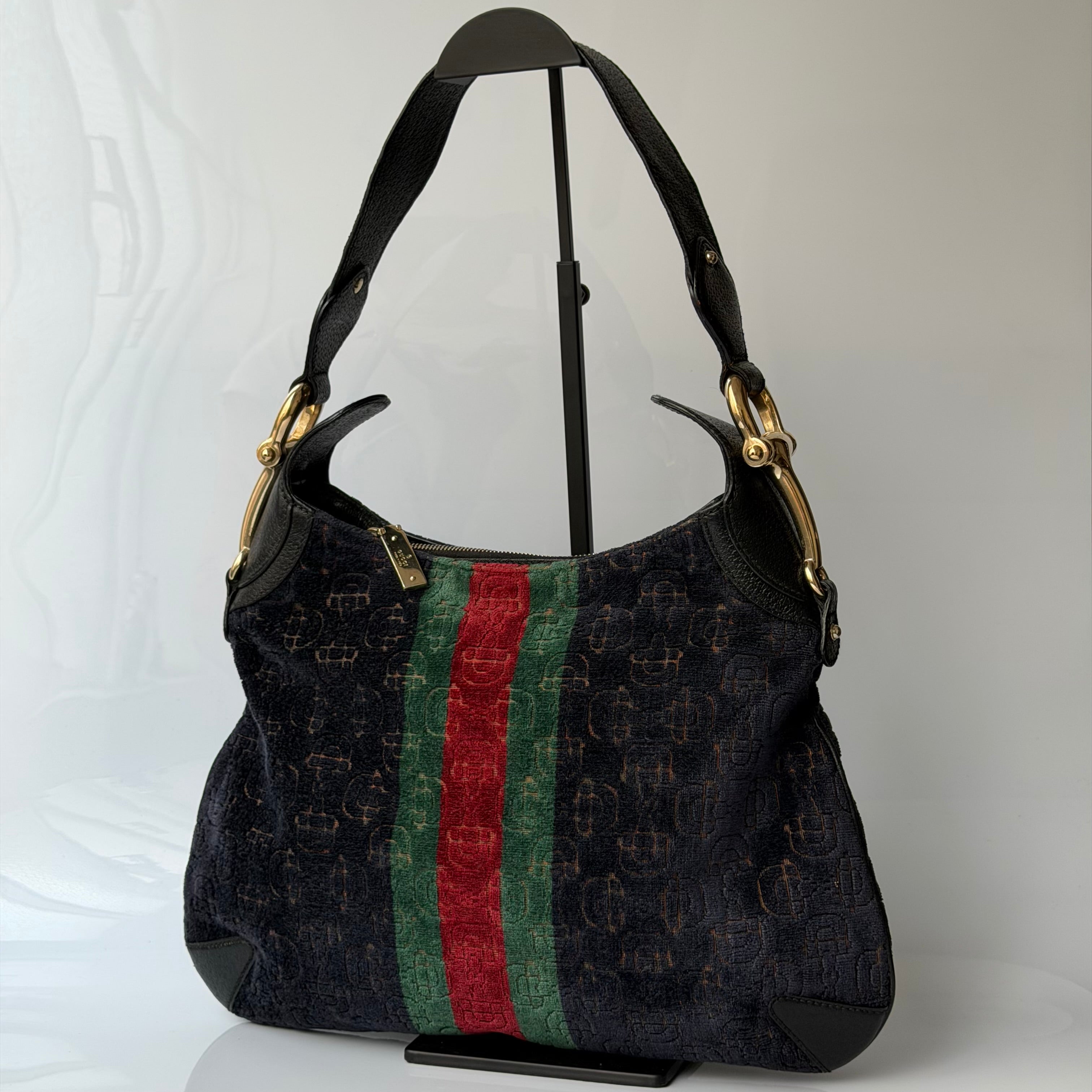 Gucci Heritage Horsebit Velvet Hobo Bag