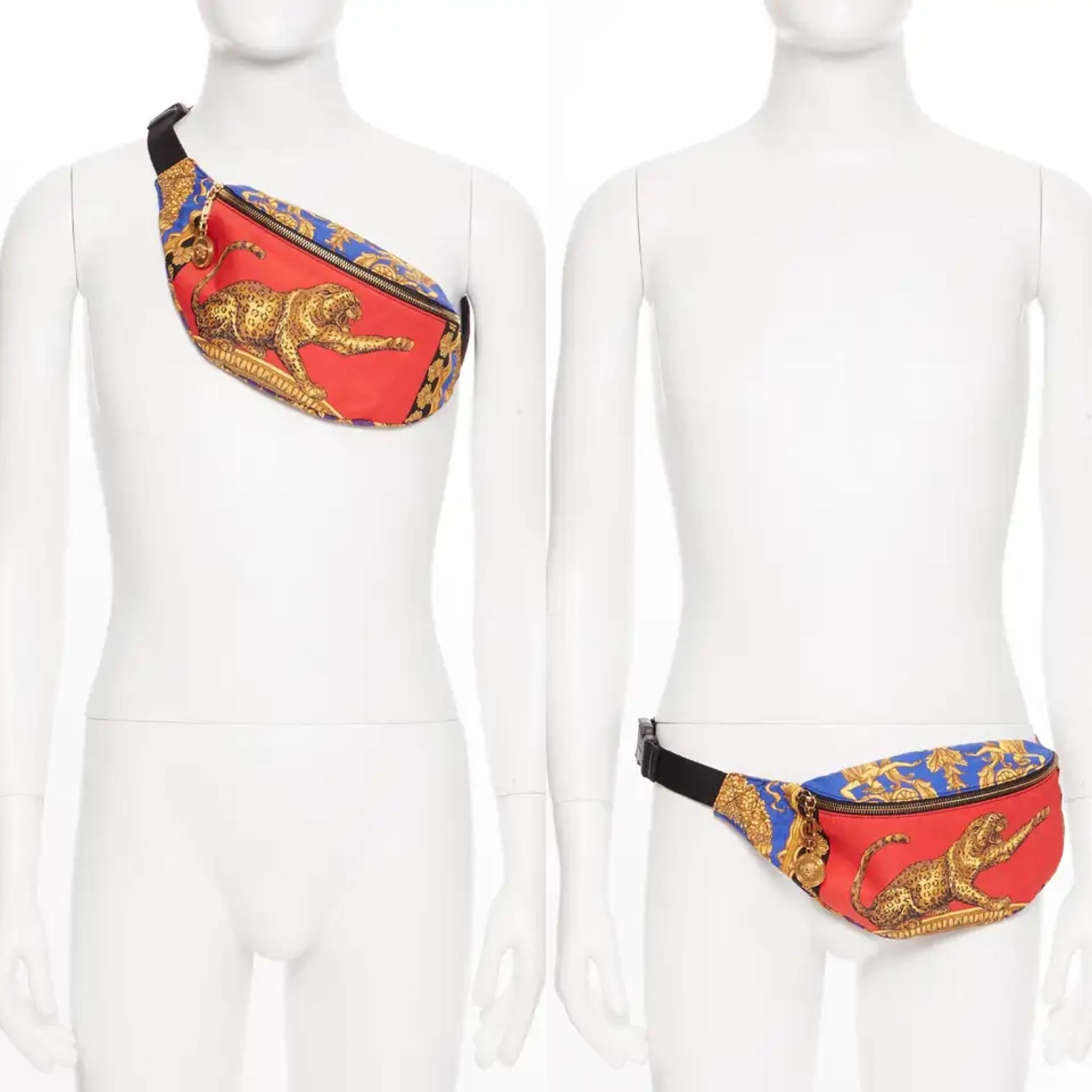 Versace Baroque and Leopard Print Nylon Belt Bag
