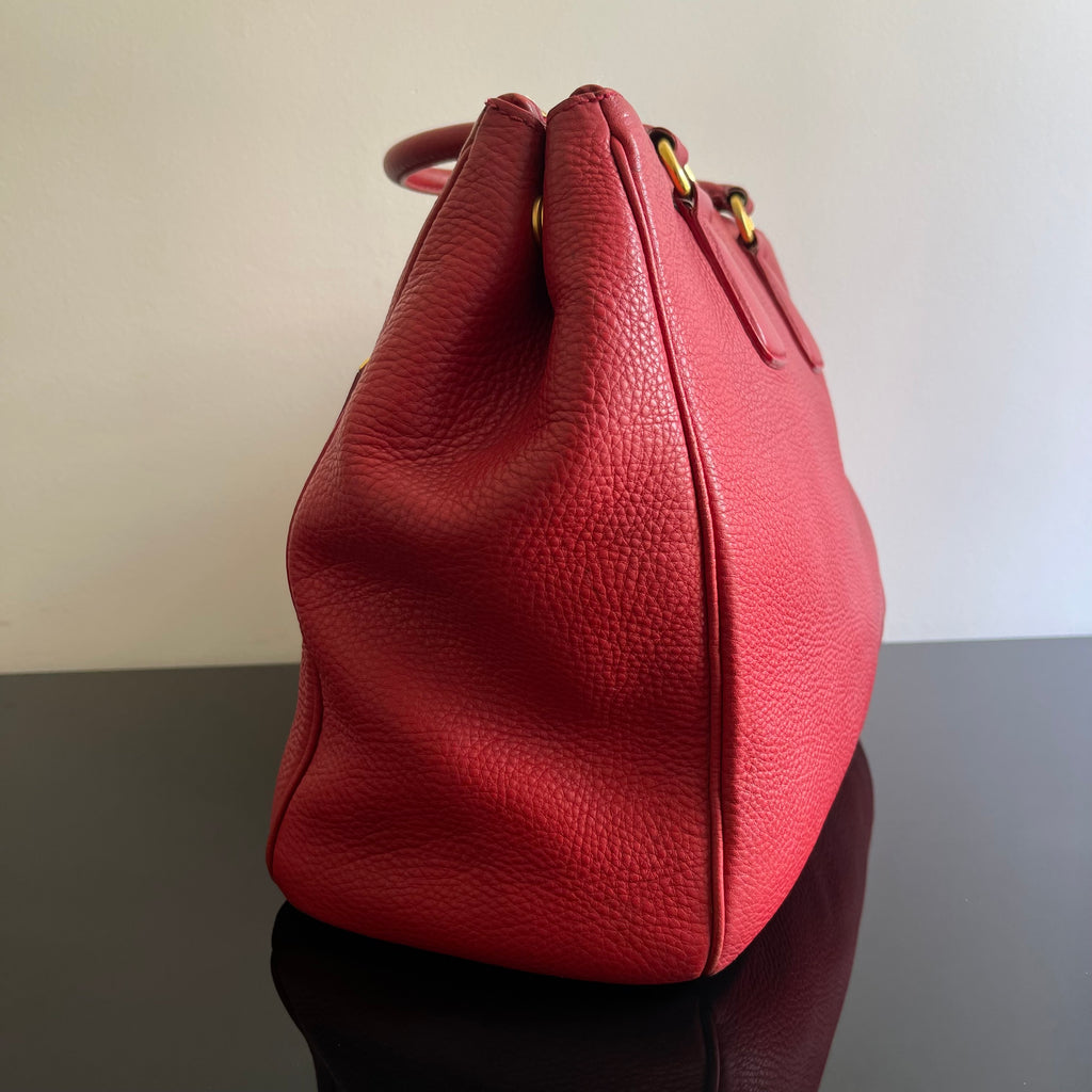 Prada Red Leather Tote Bag