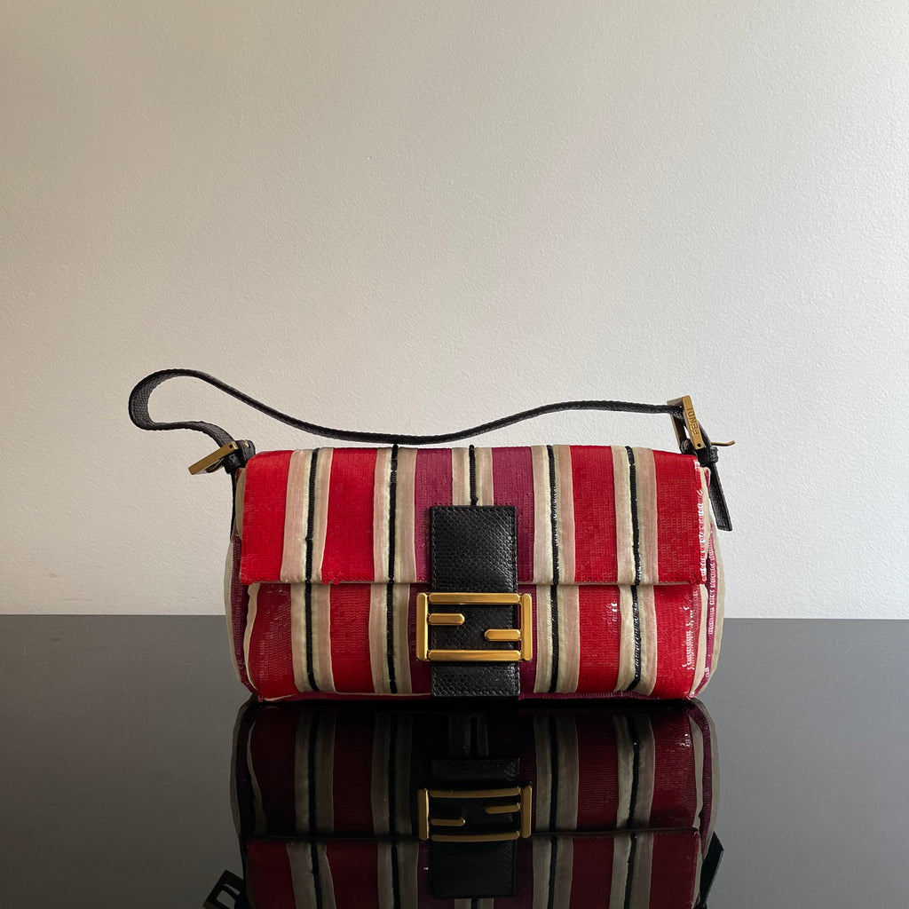 Fendi Sequined Stripes Baguette Bag