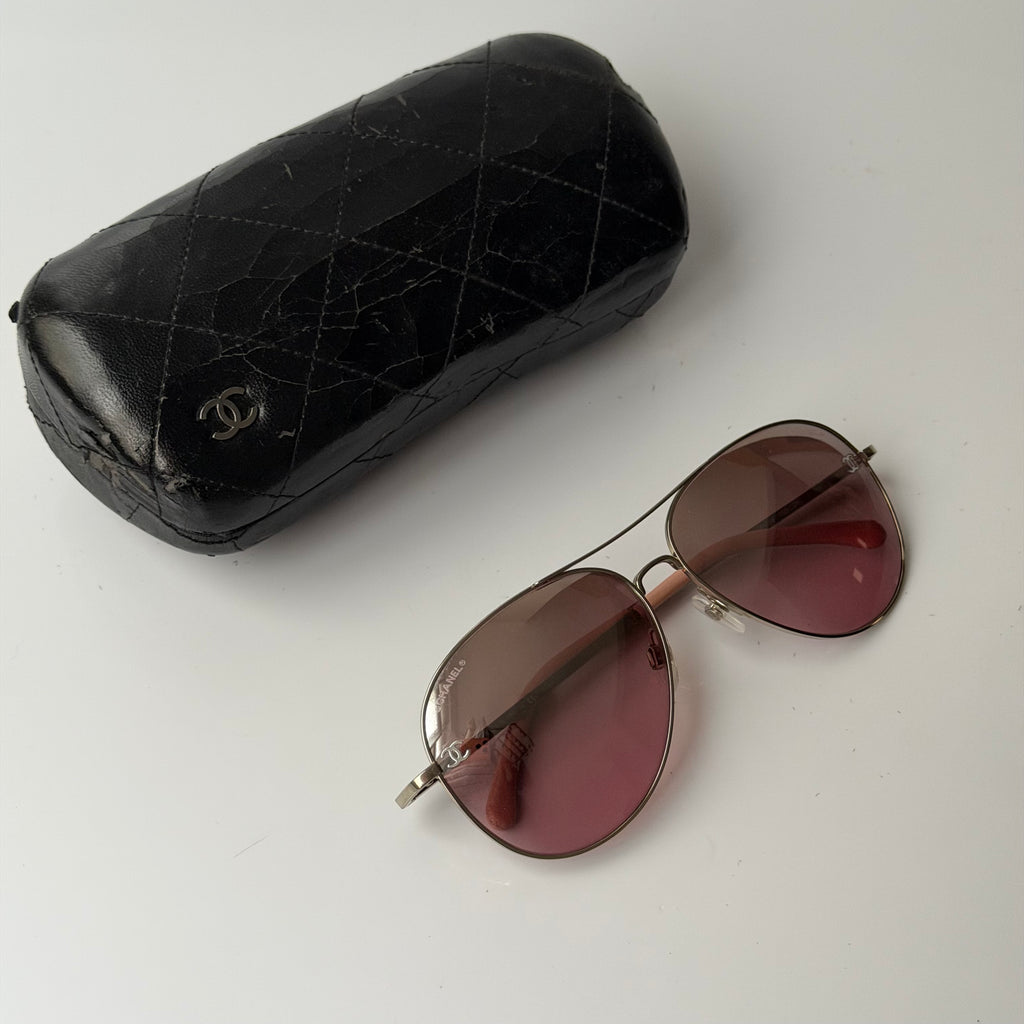 Chanel Pink Aviator Sunglasses