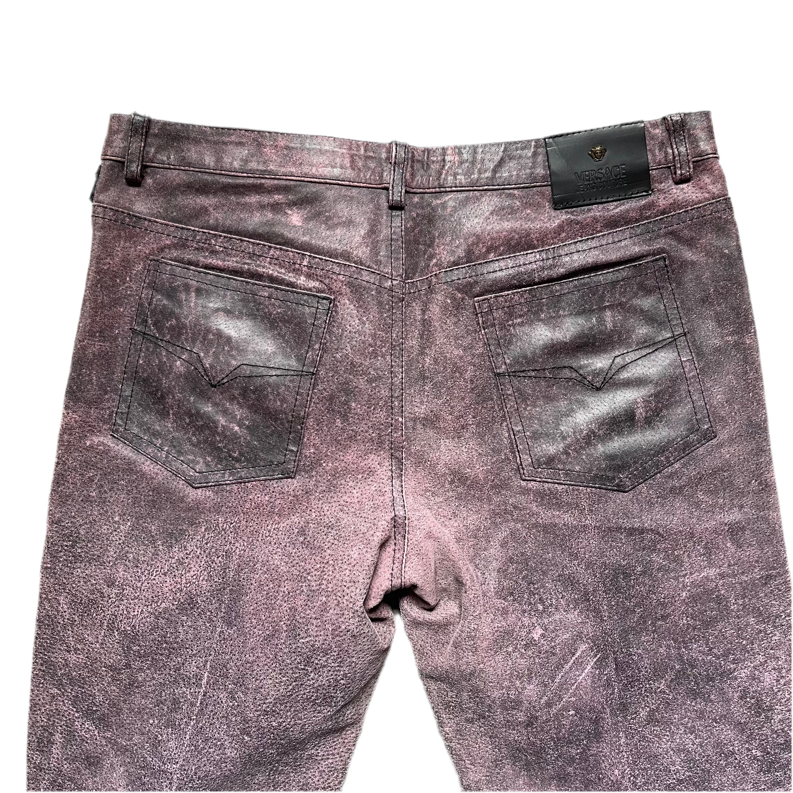 Versace Pink Leather Pants