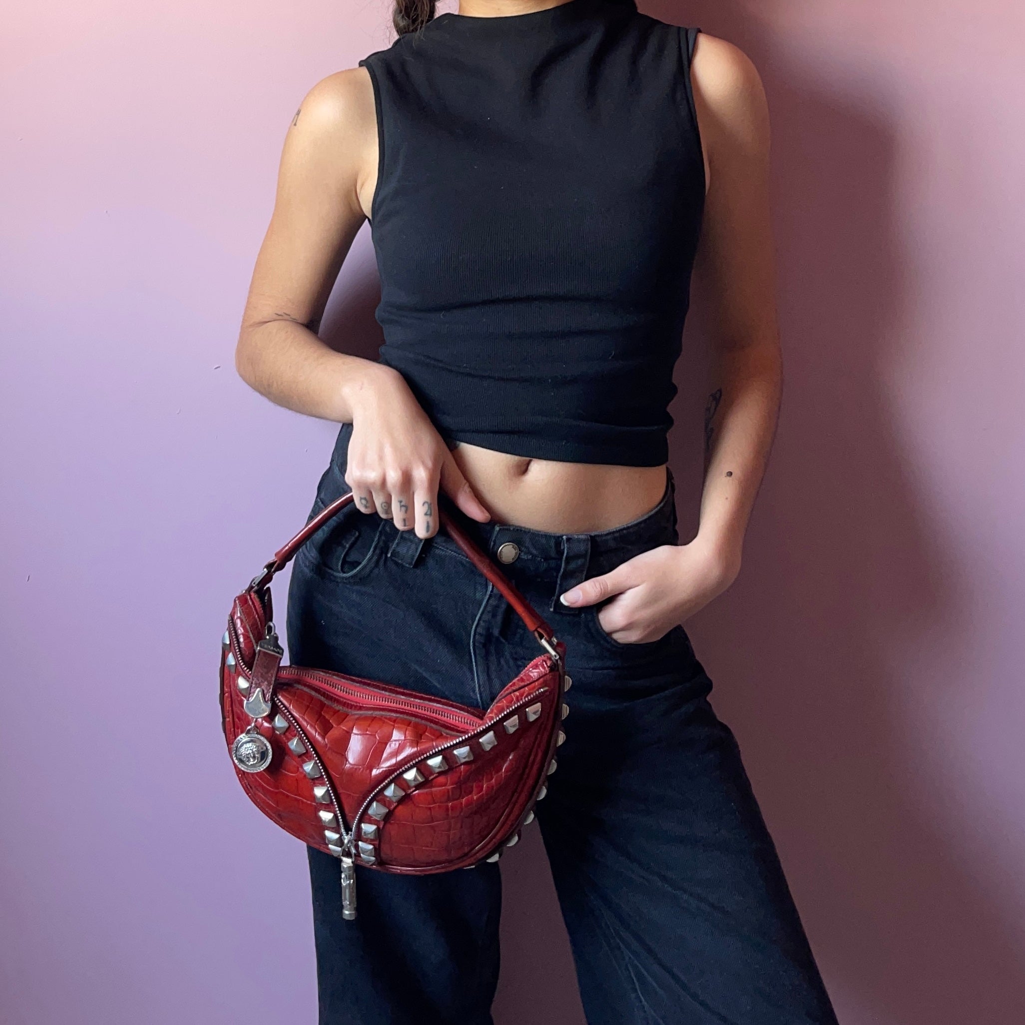 Versace Moon Croco Shoulder Bag