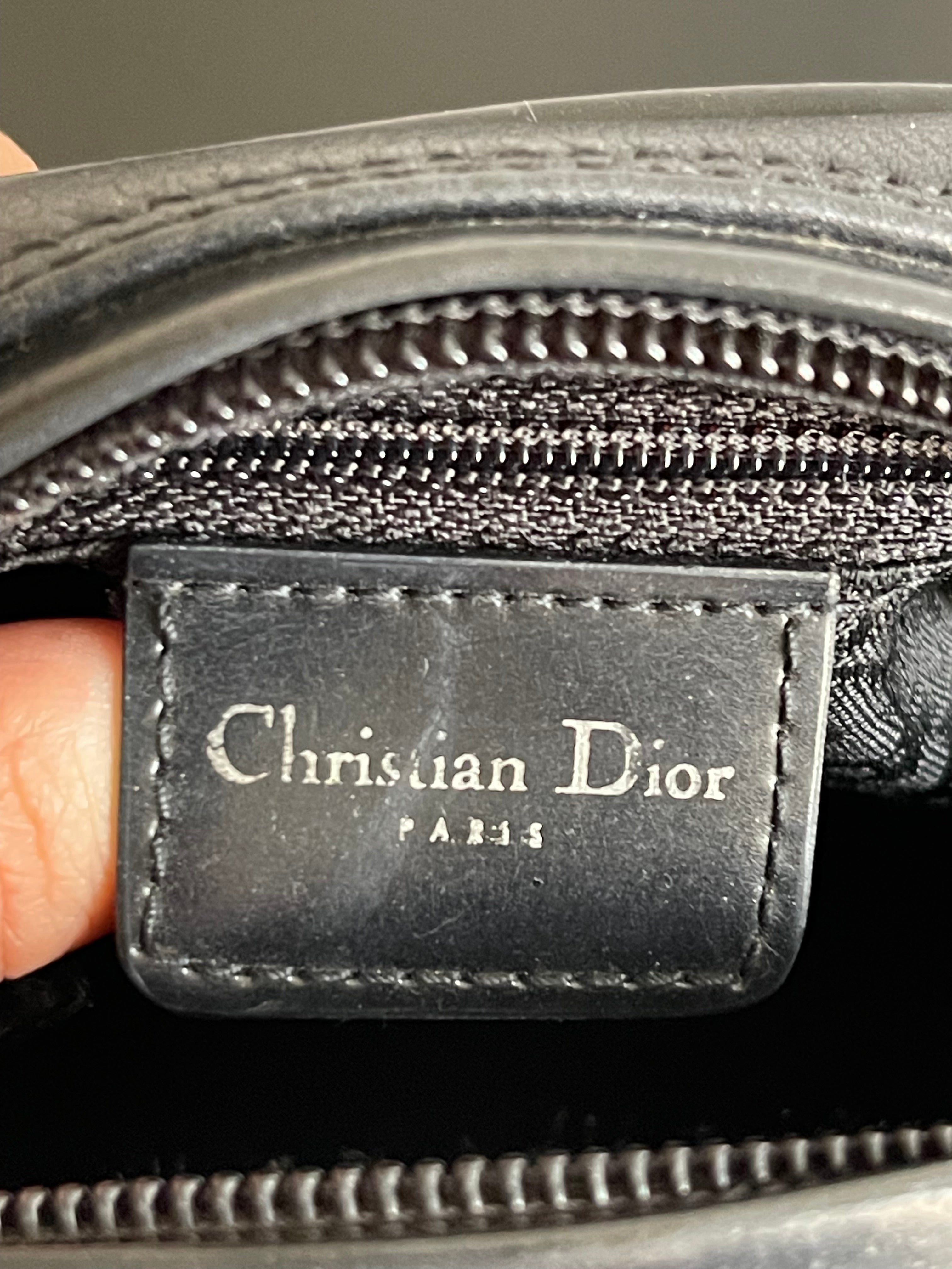Christian Dior Gambler Dice Bowling Black Leather Bag