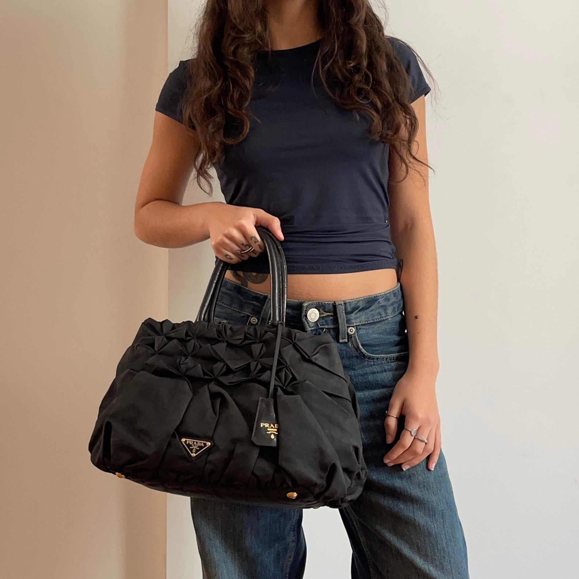 Prada Nylon Origami Pleated Tote