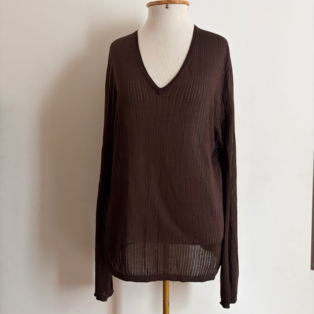 Gucci Cristiano Ronaldo Brown Wool Silk Knit V-neck Sweater