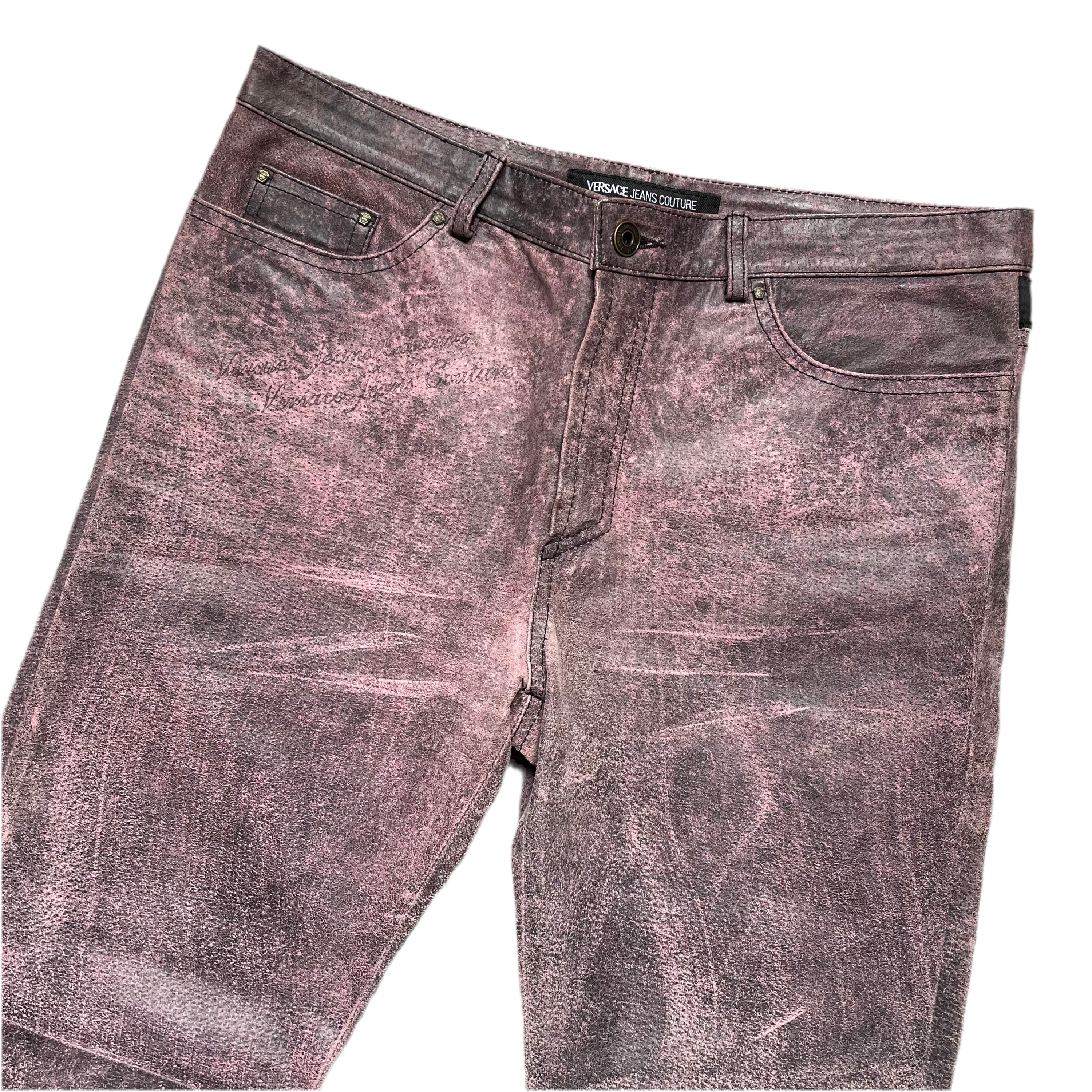 Versace Pink Leather Pants