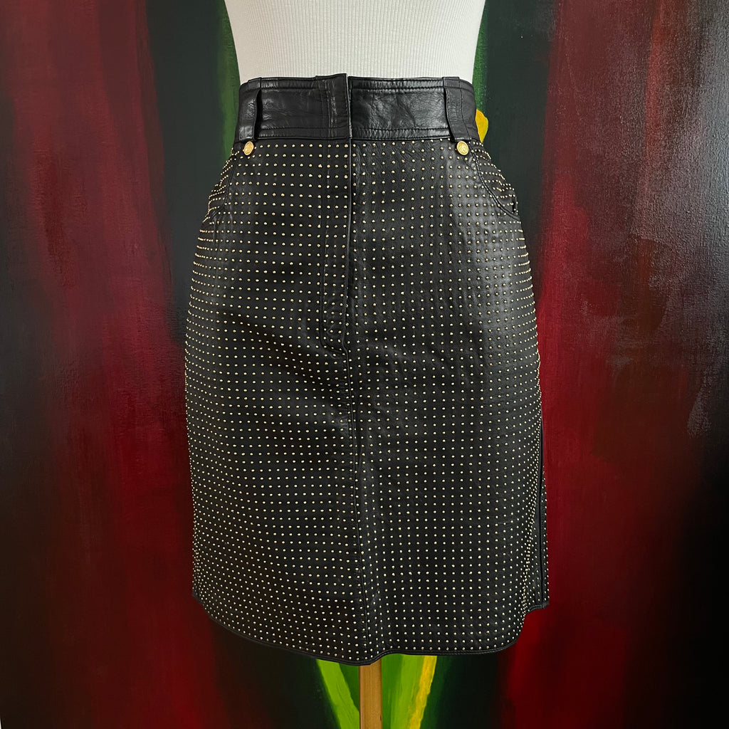 Gianni Versace 90s Studded Leather Skirt