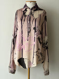 Roberto Cavalli Pink Butterfly Print Silk Shirt