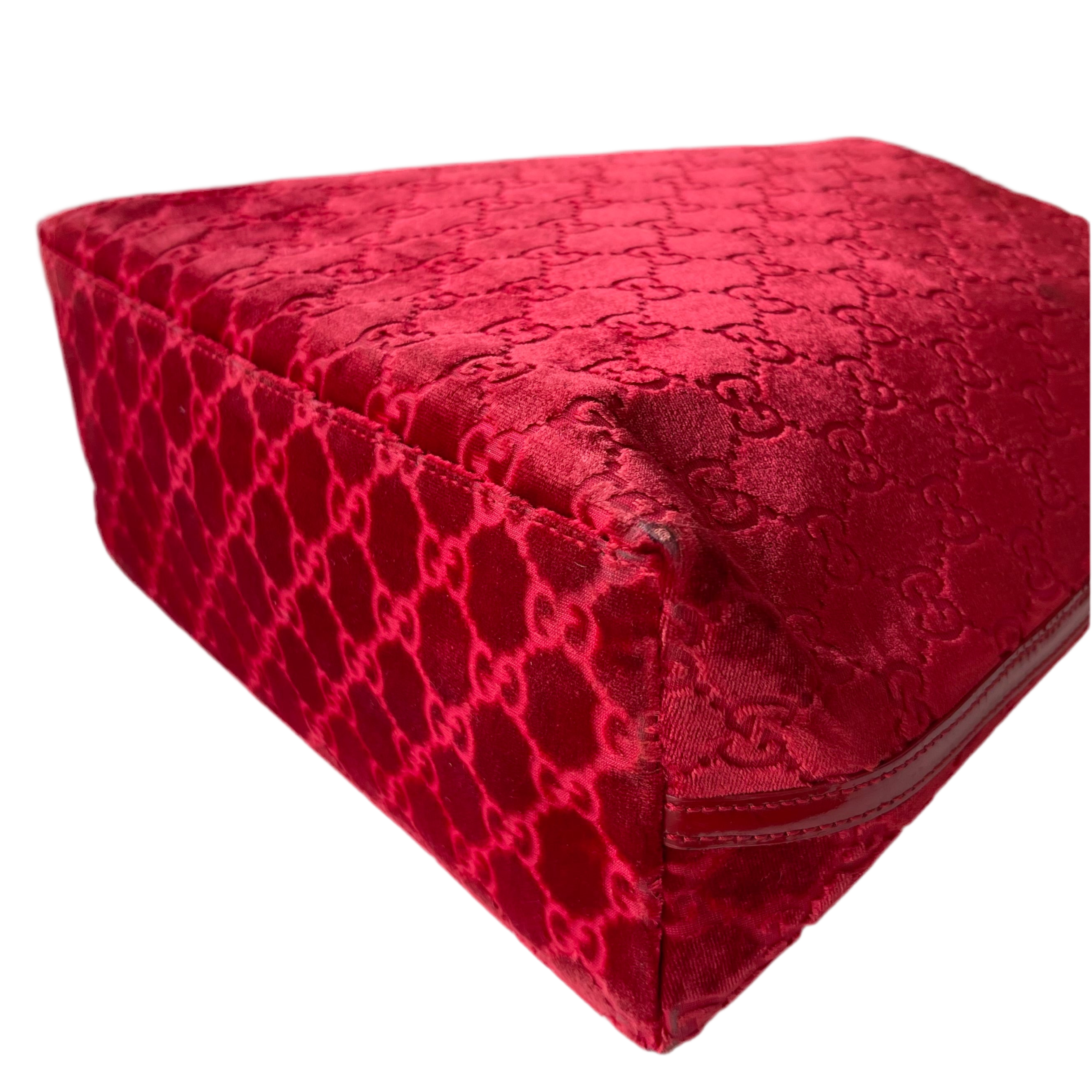 Gucci by Tom Ford Red Velvet Monogram Shoulder Bag