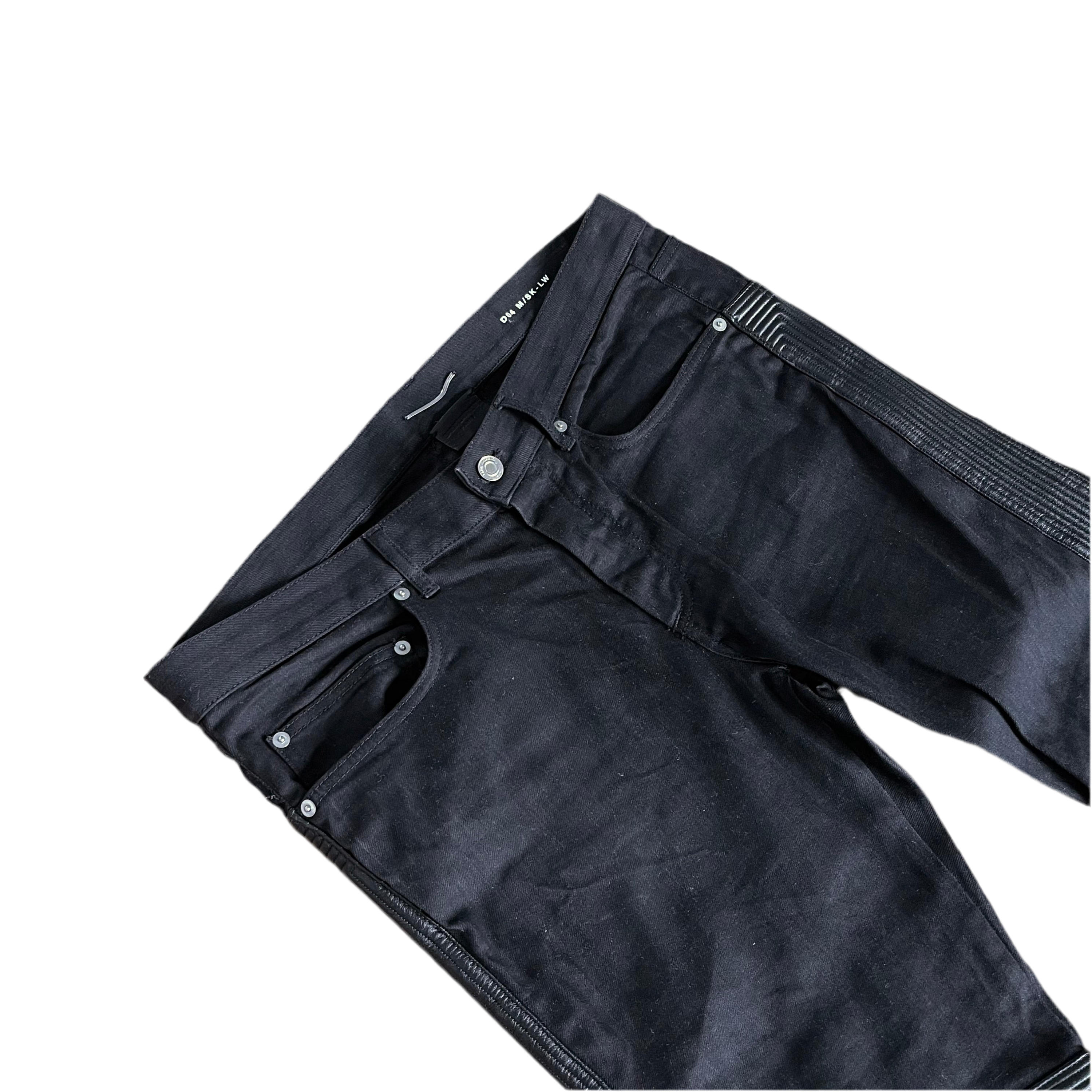 Saint Laurent Denim and Leather Biker Pants
