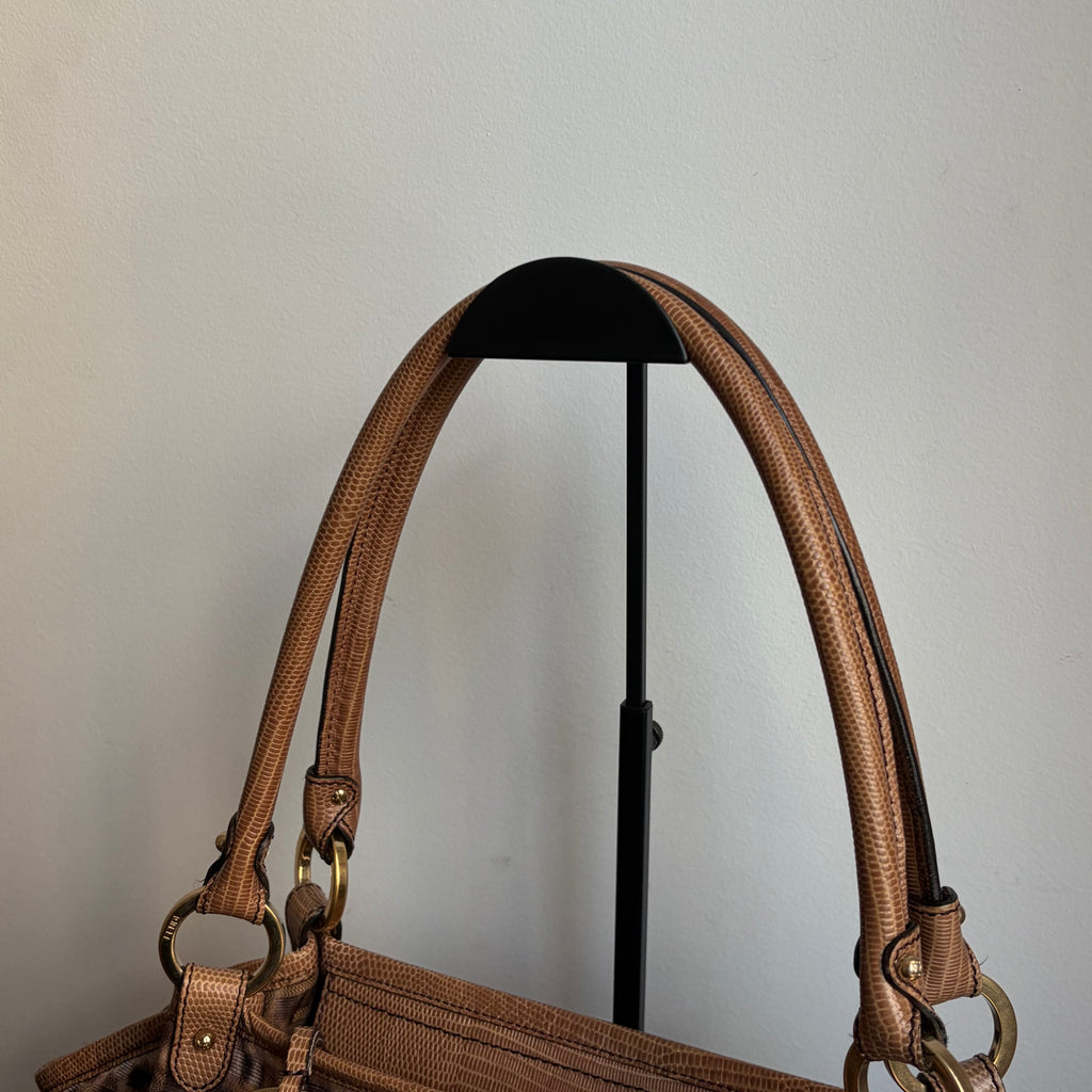 Fendi 2000s Large Lizard-Trimmed Zucca Chef Tote