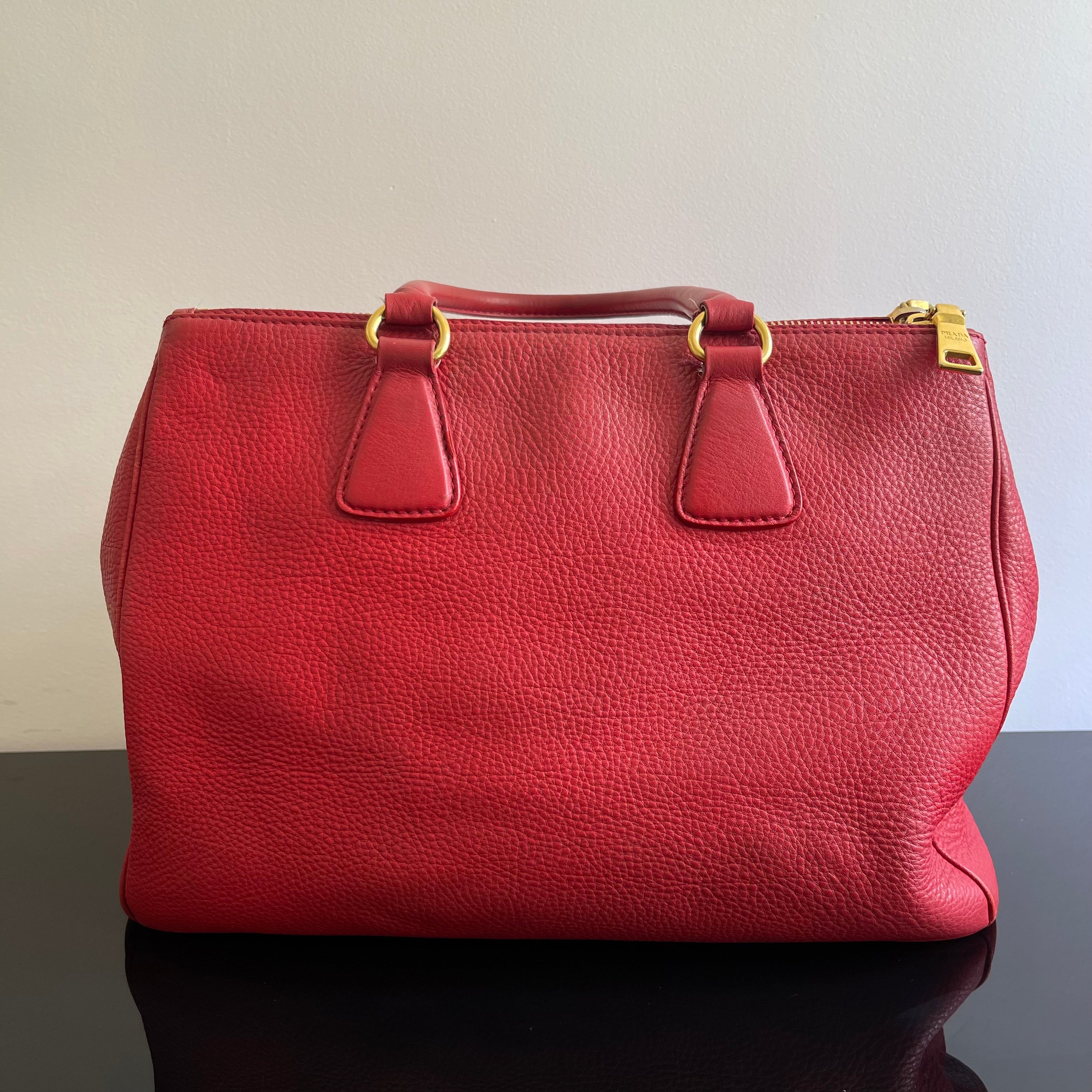 Prada Red Leather Tote Bag