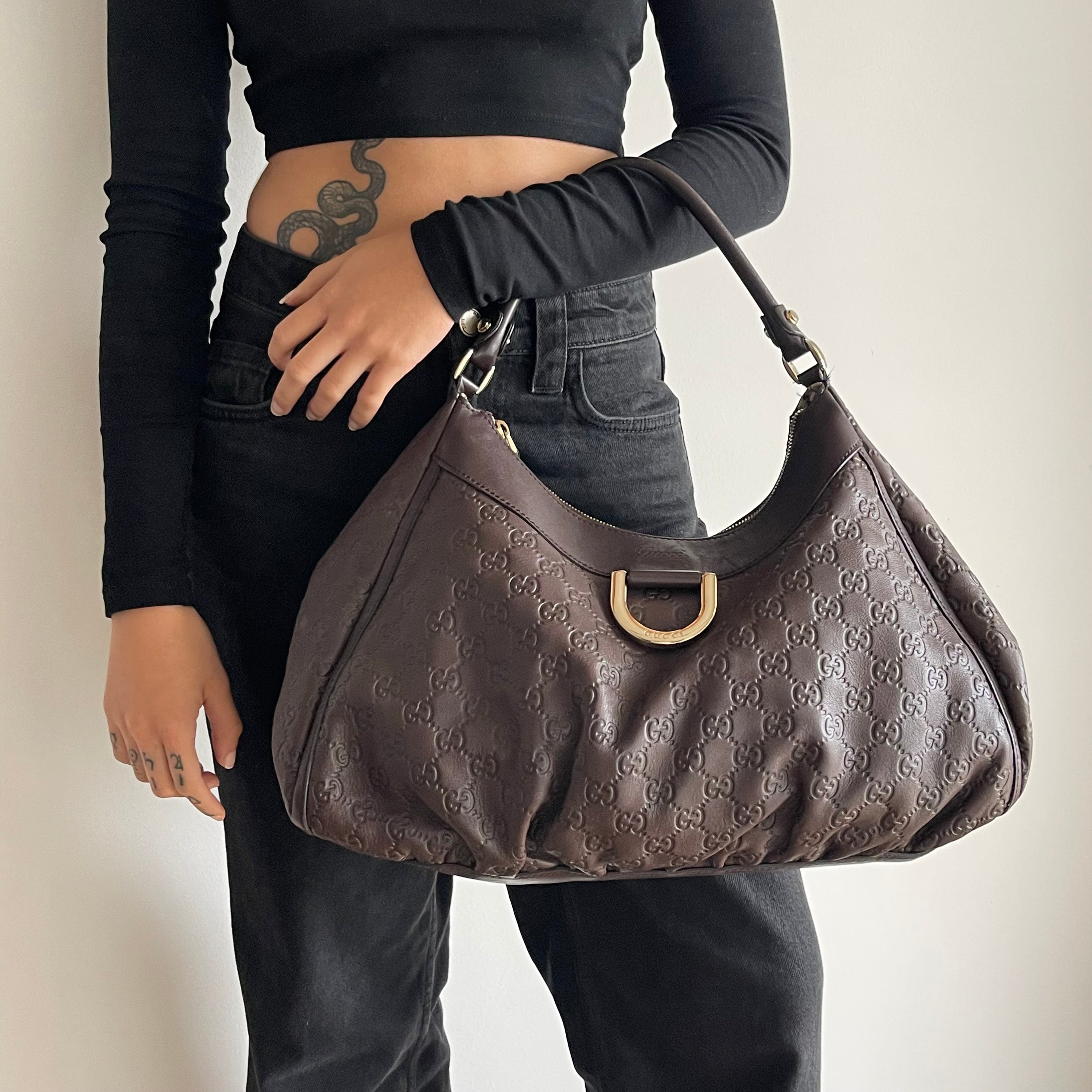 Gucci Leather Monogram Shoulder bag