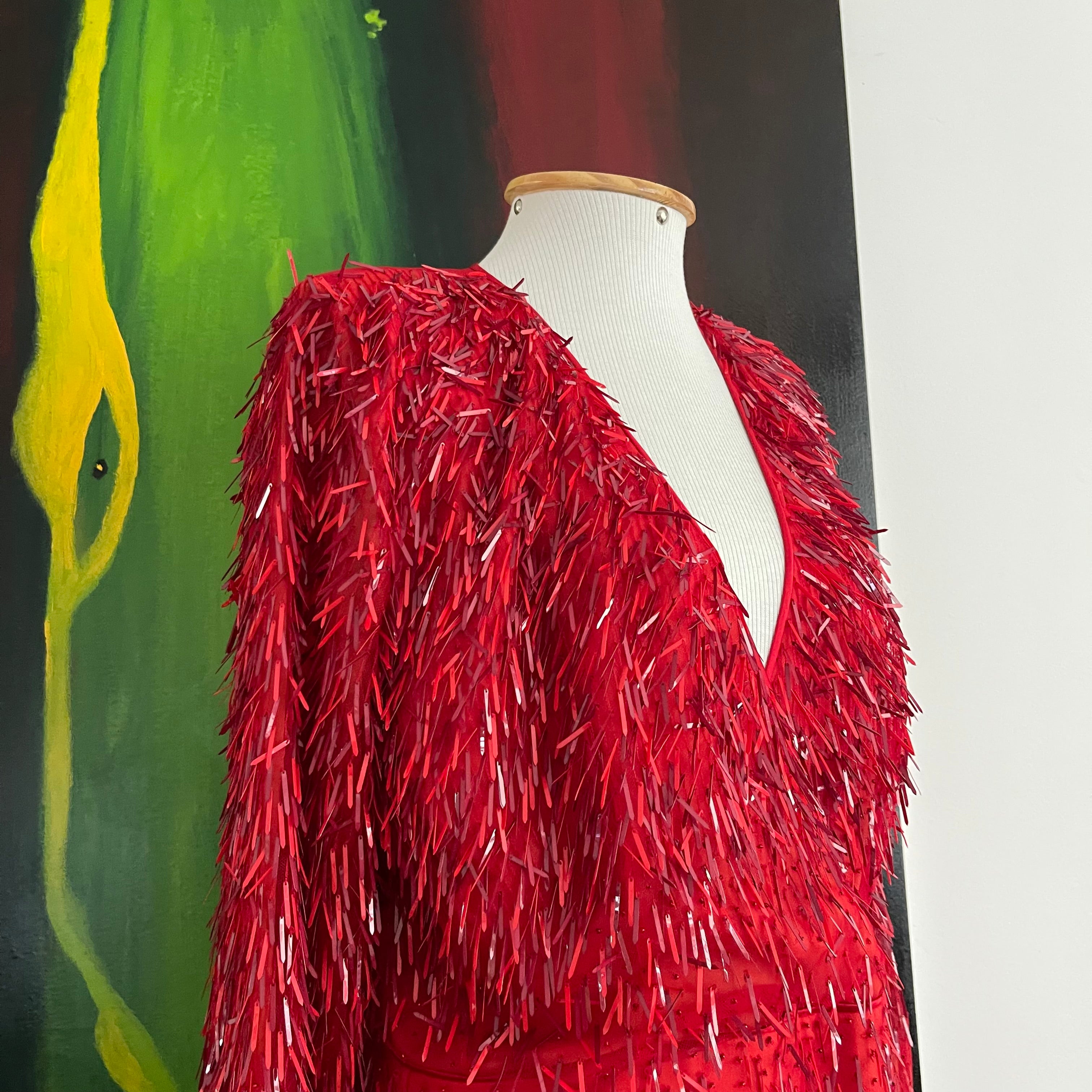 Emporio Armani F/W 2019 Red Sequin Dress