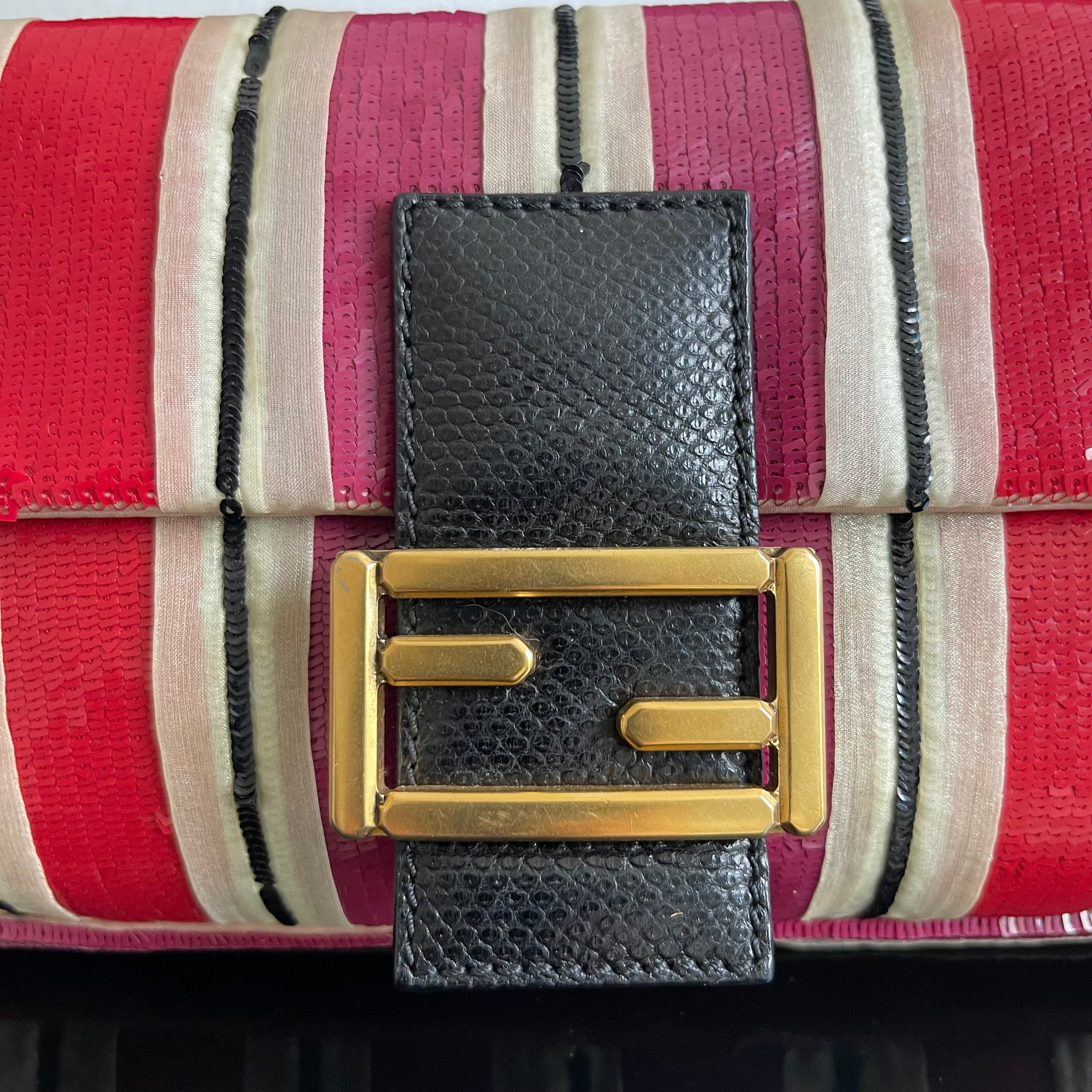 Fendi Sequined Stripes Baguette Bag