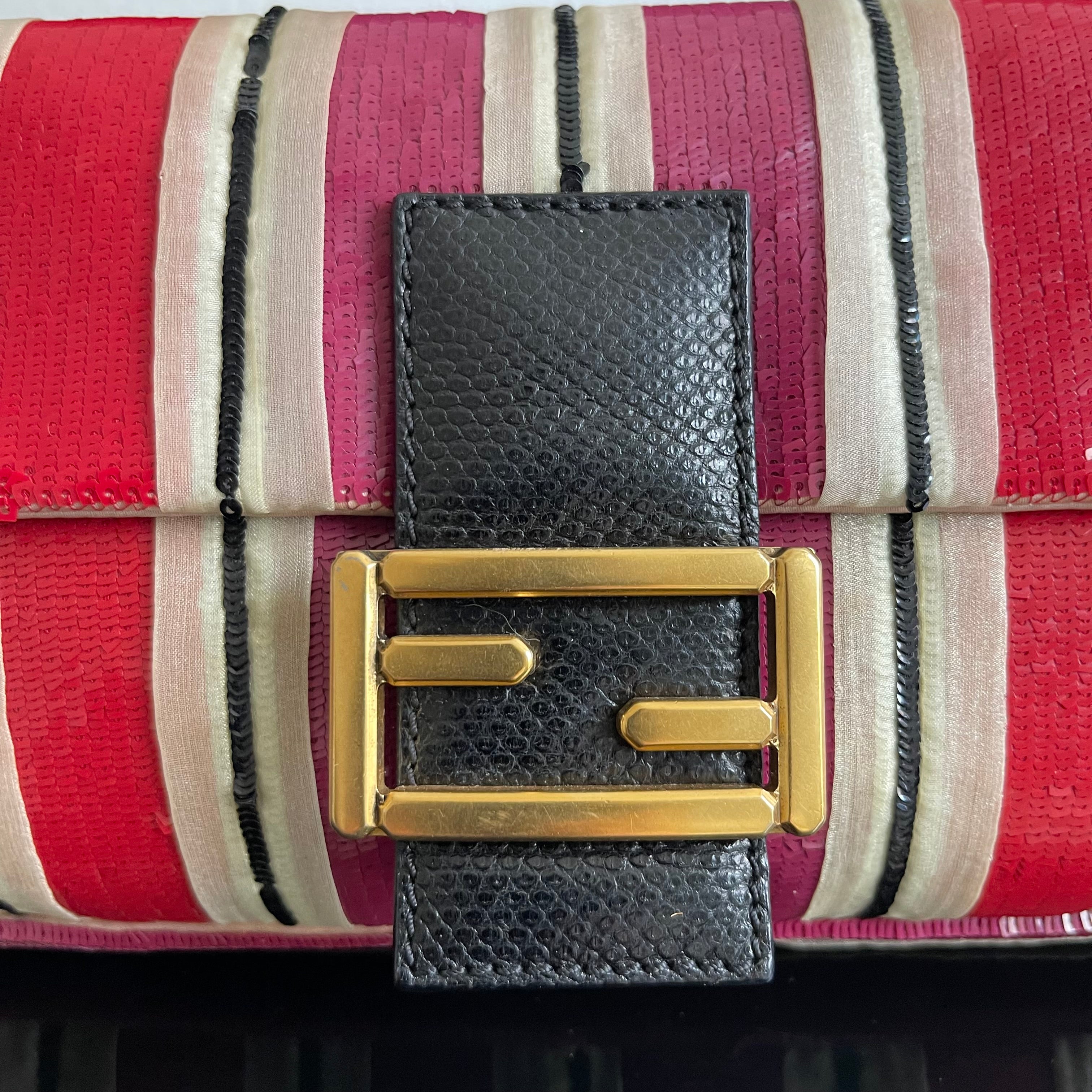 Fendi Sequined Stripes Baguette Bag