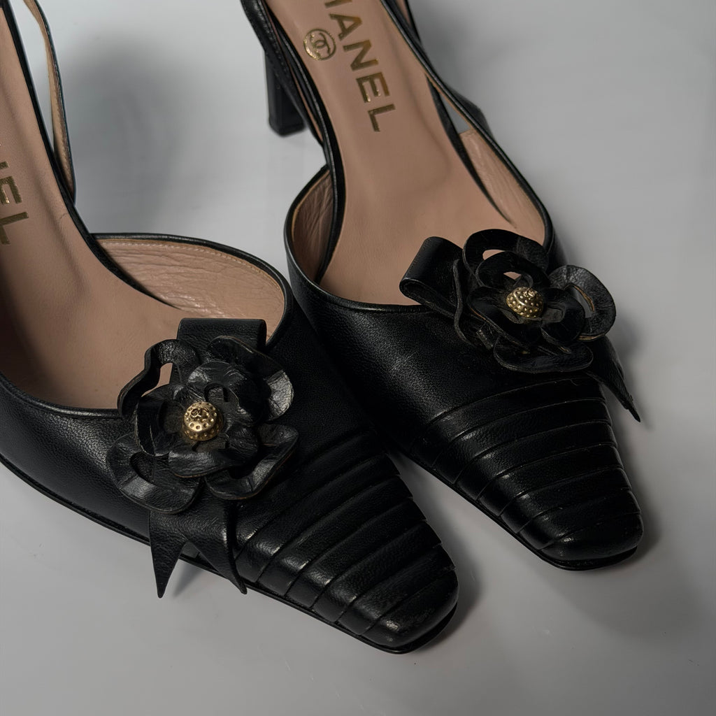 Chanel Slingback Camellia Heels